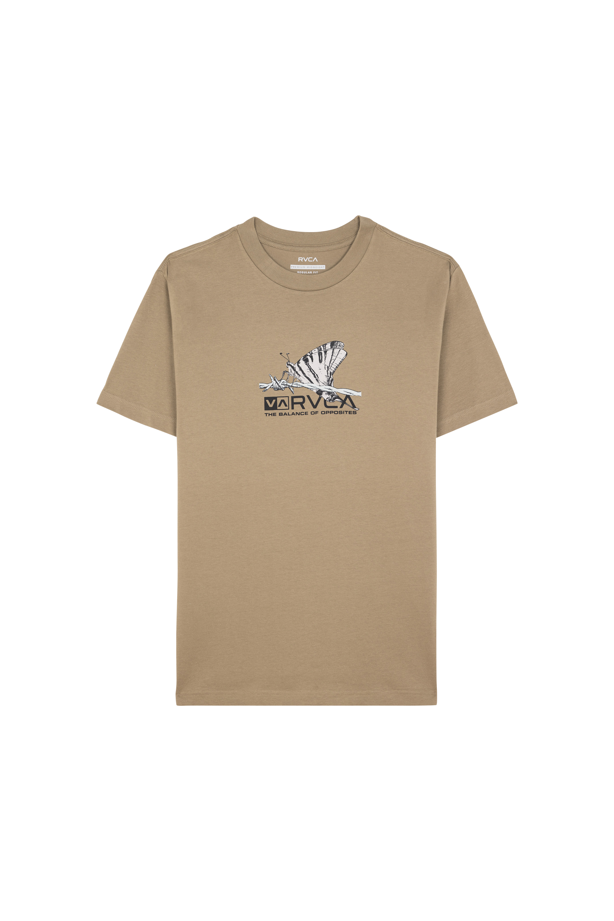 Regular-fit round-neck cotton T-shirt Brown