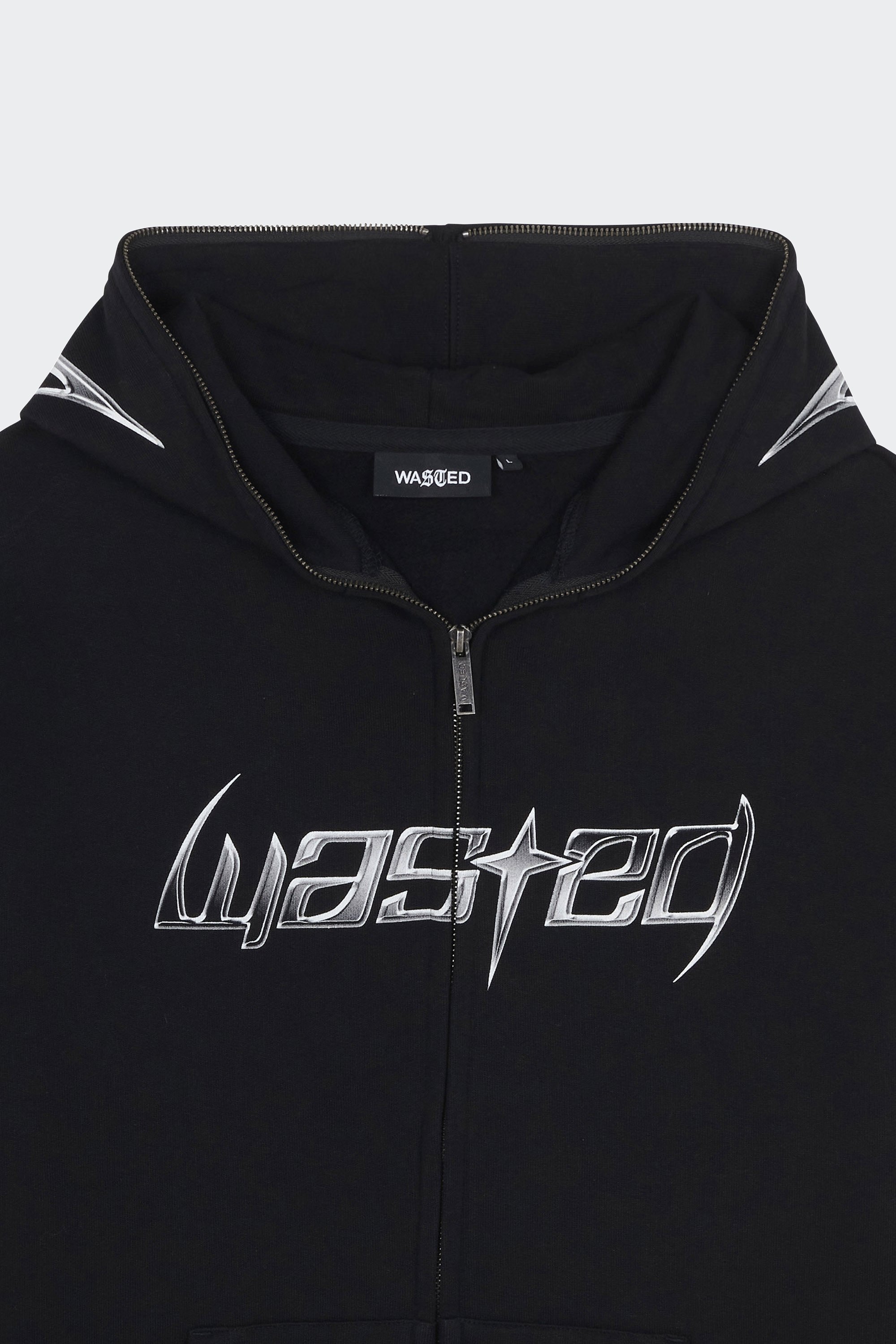 Regular-fit zip-up cotton-blend hoodie with Pony Player | Black by WASTED Regular-fit zip-up cotton-blend hoodie with Pony Player Black