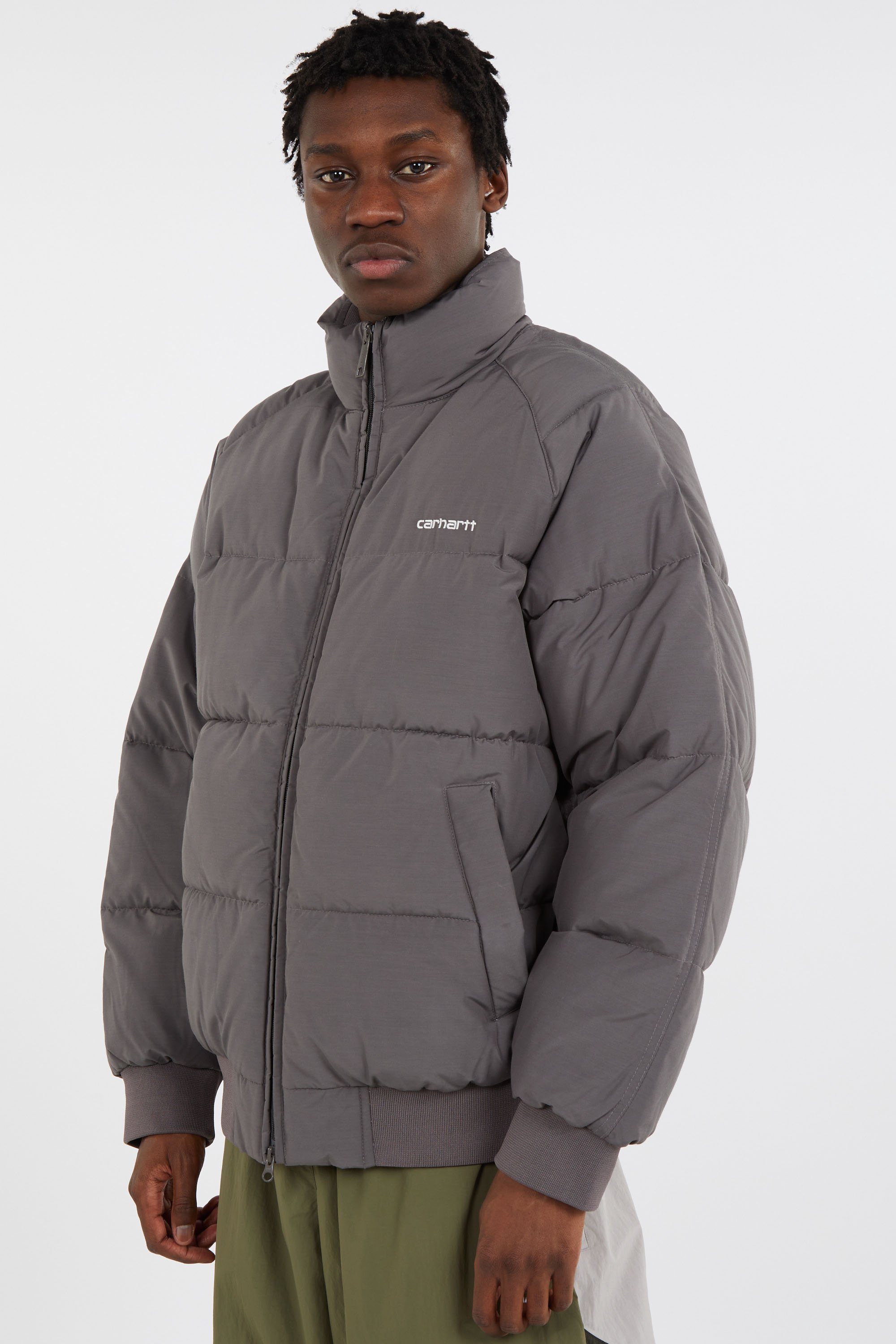 Lightweight quilted padded jacket with high neck Grey