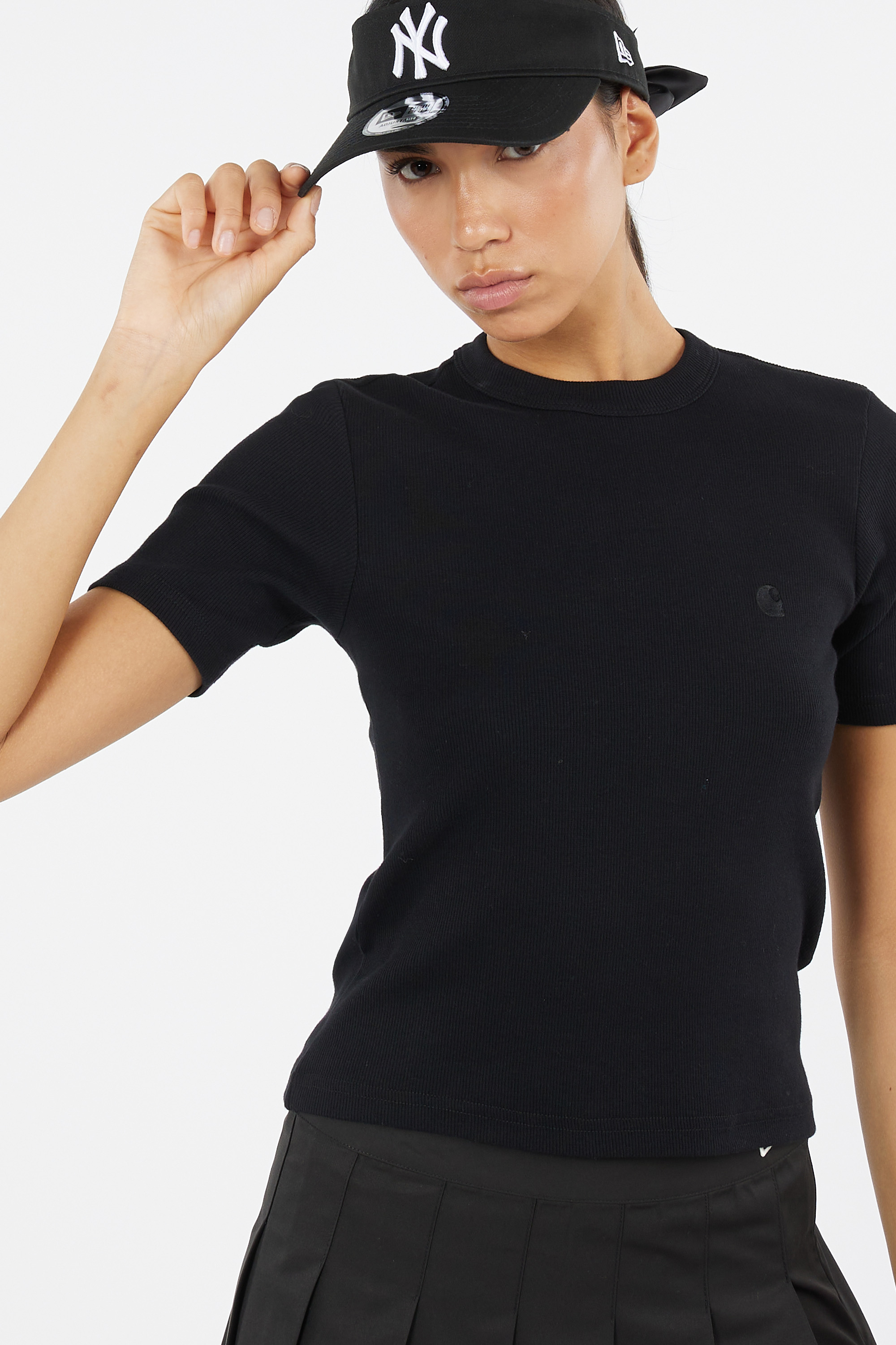 Regular-fit round-neck cotton T-shirt Black