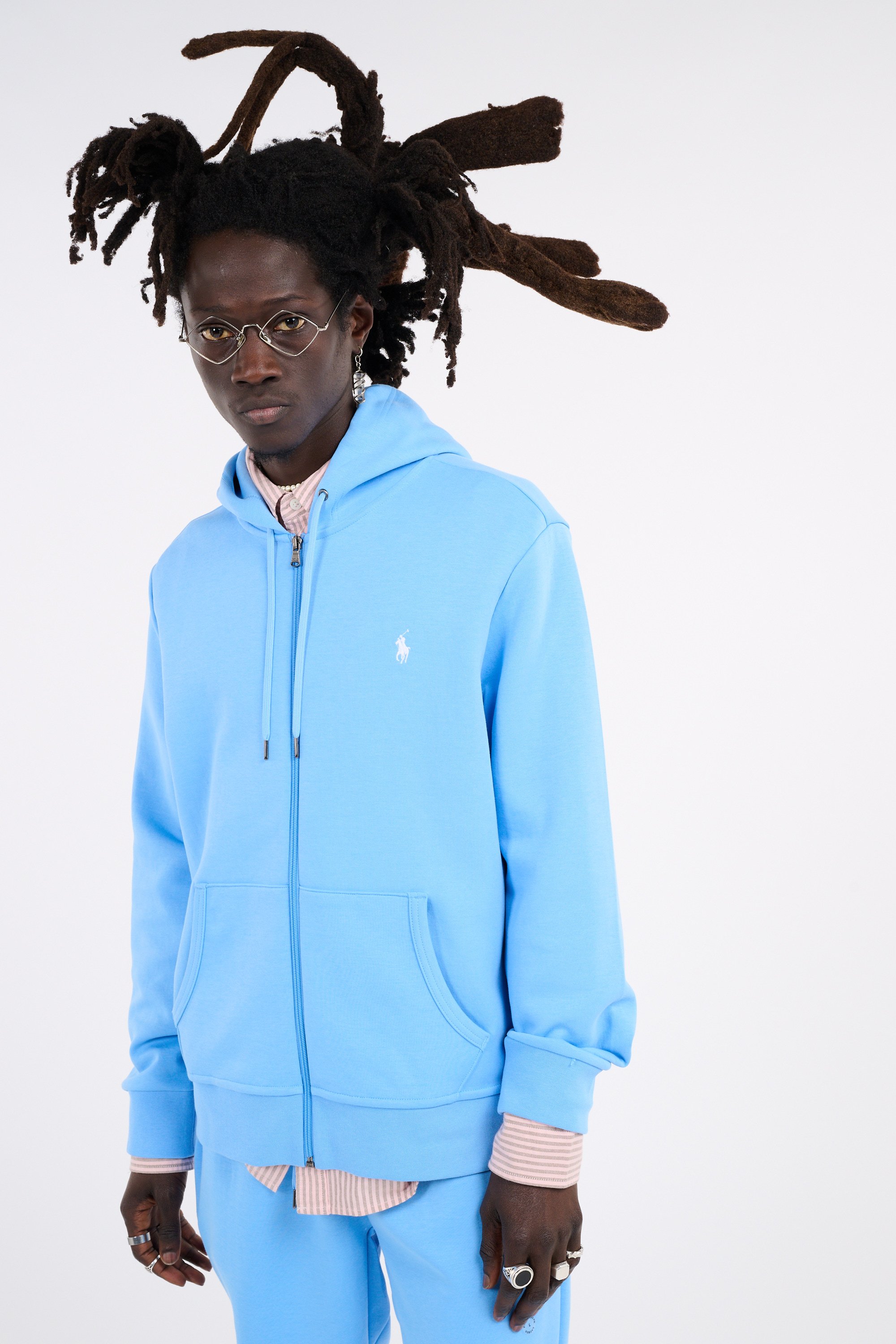 Hoodie zippé Bleu
