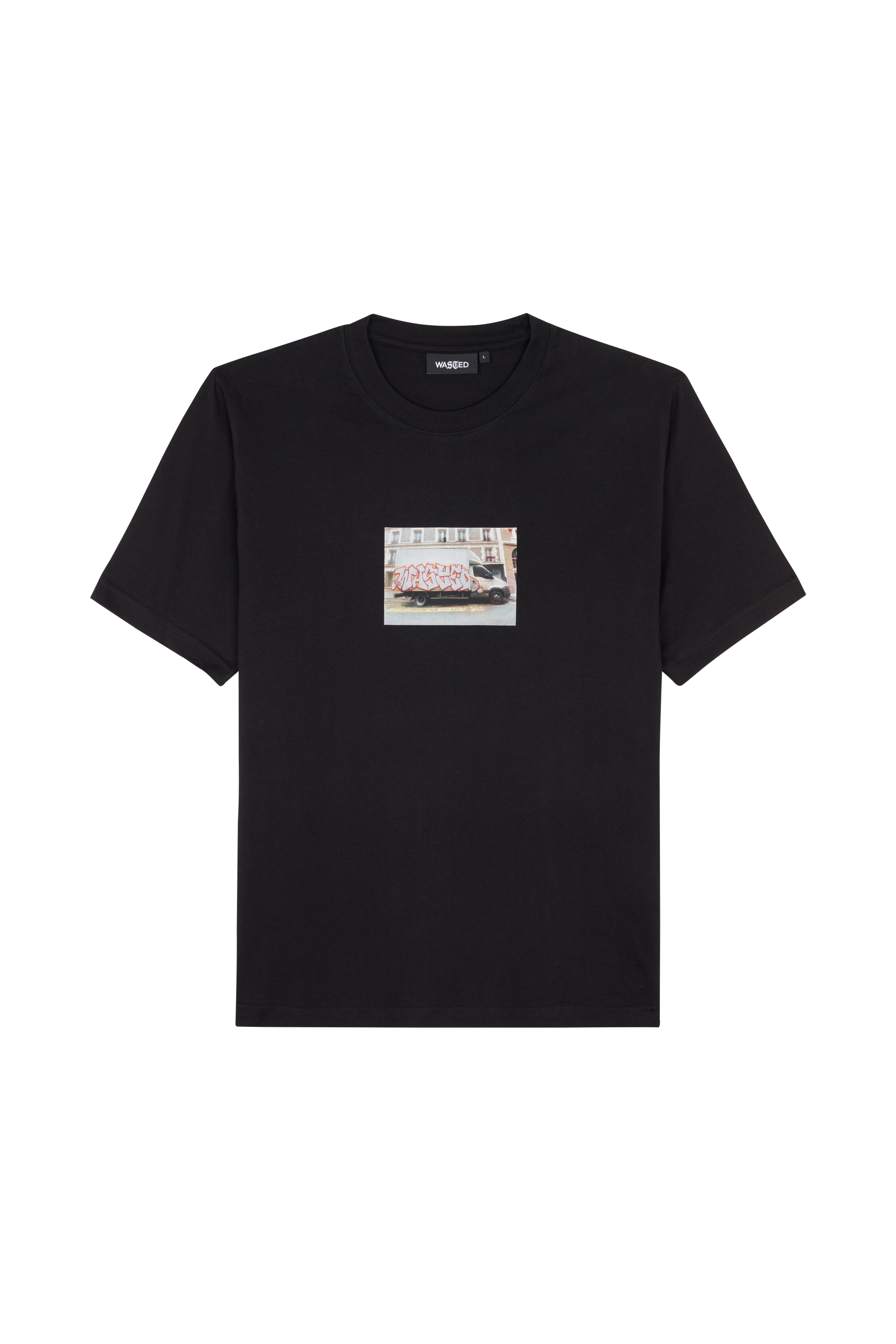 Regular-fit round-neck cotton T-shirt Black