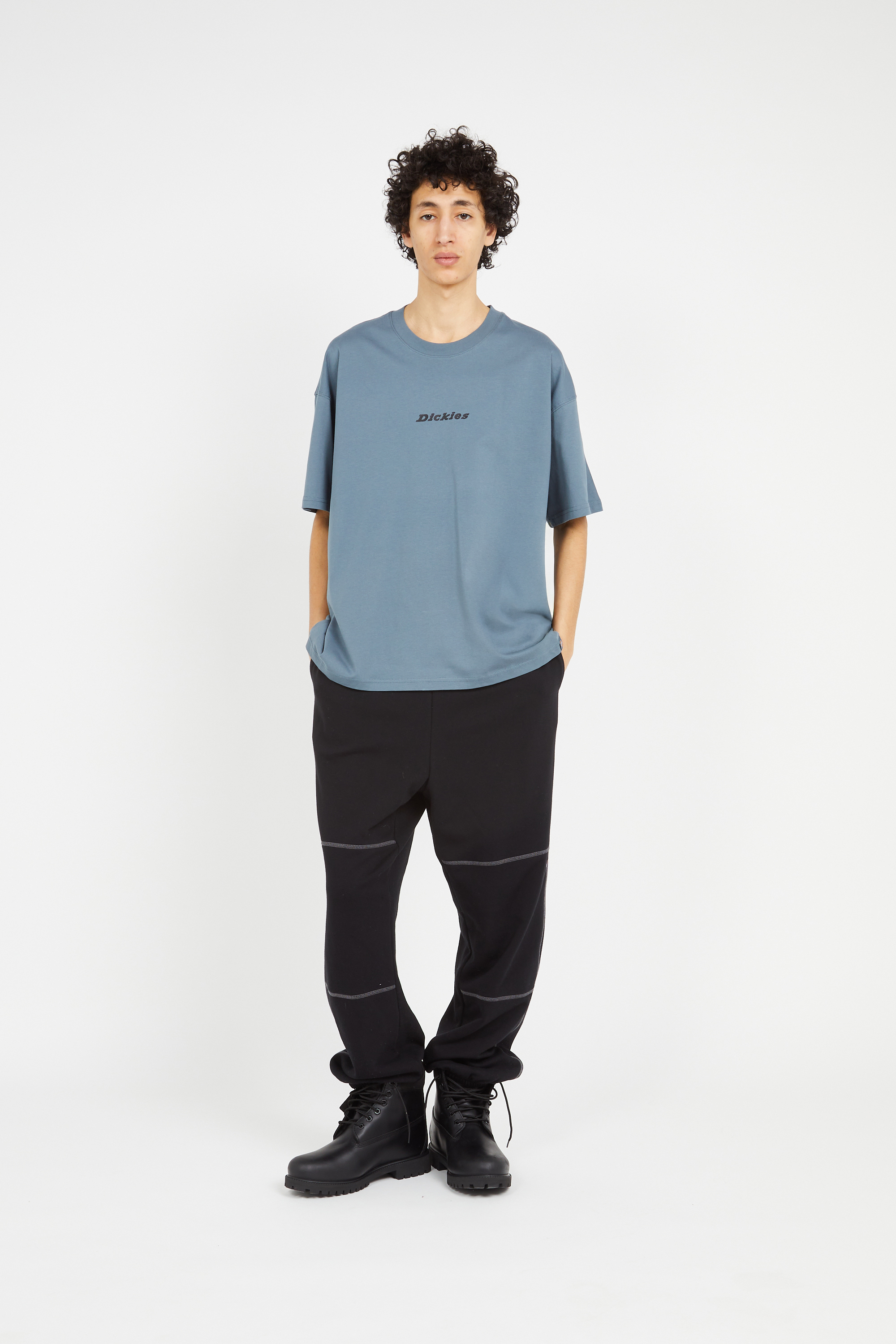 Regular-fit round-neck cotton T-shirt Blue