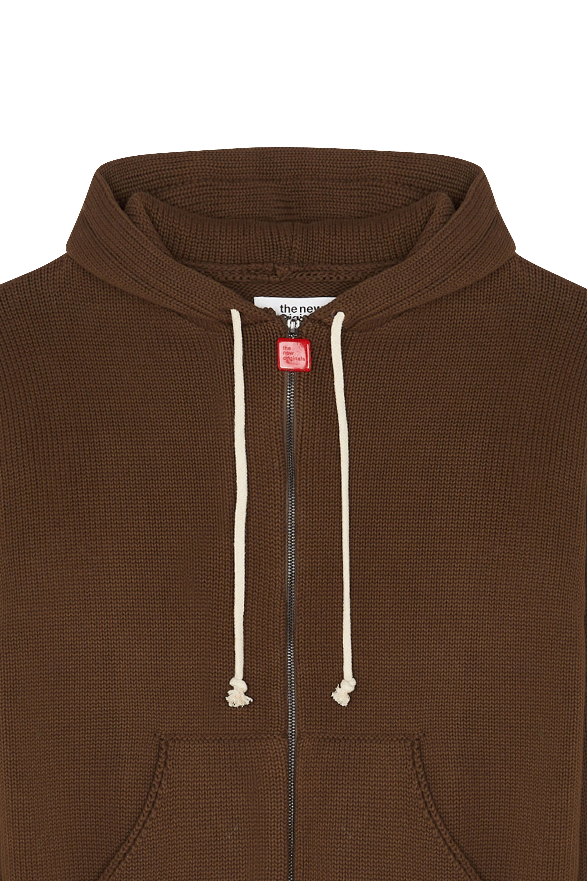 Regular-fit zip-up cotton-blend hoodie with Pony Player Brown