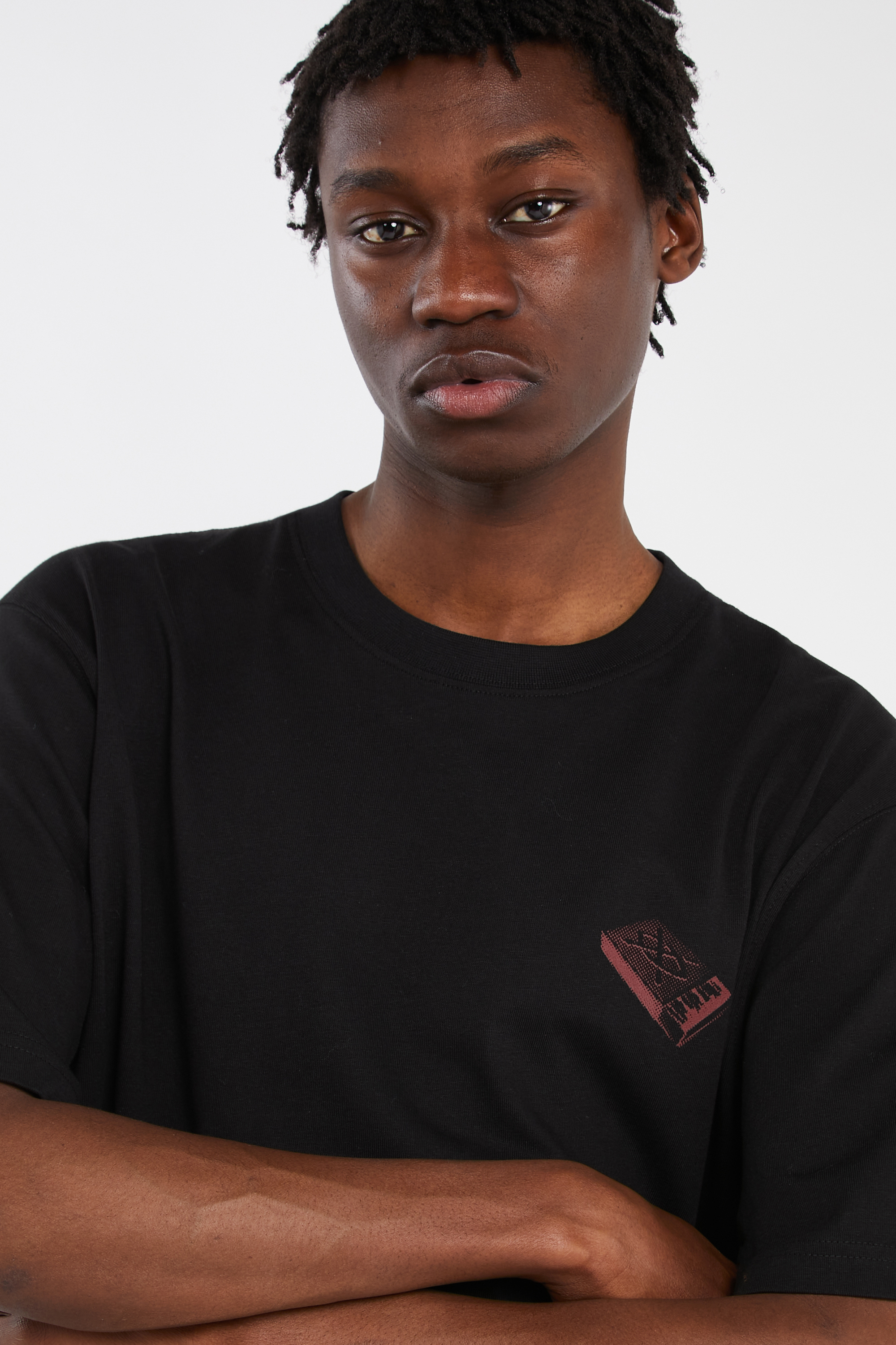 Regular-fit round-neck cotton T-shirt Black