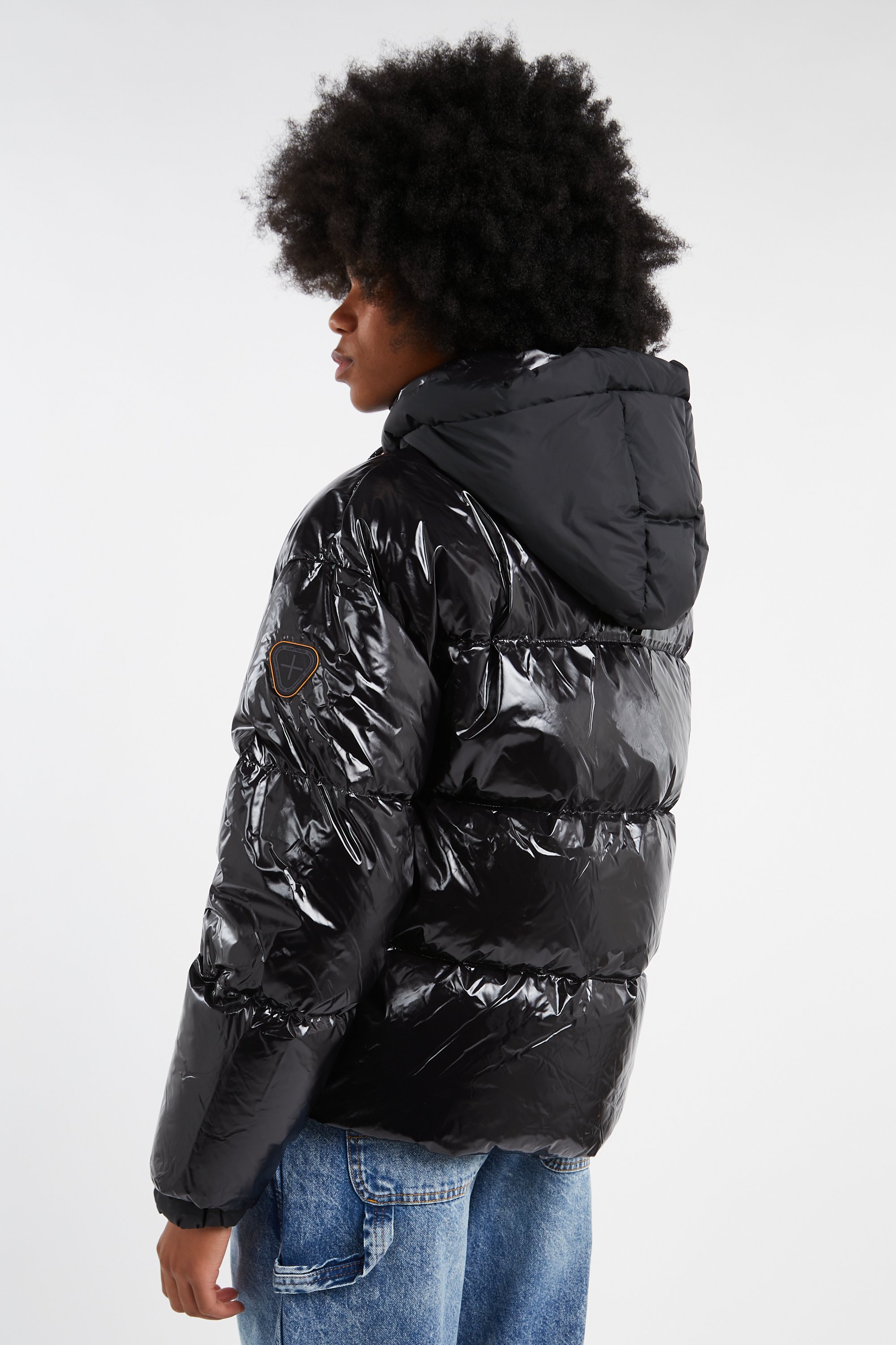 Lightweight quilted padded jacket with high neck Black