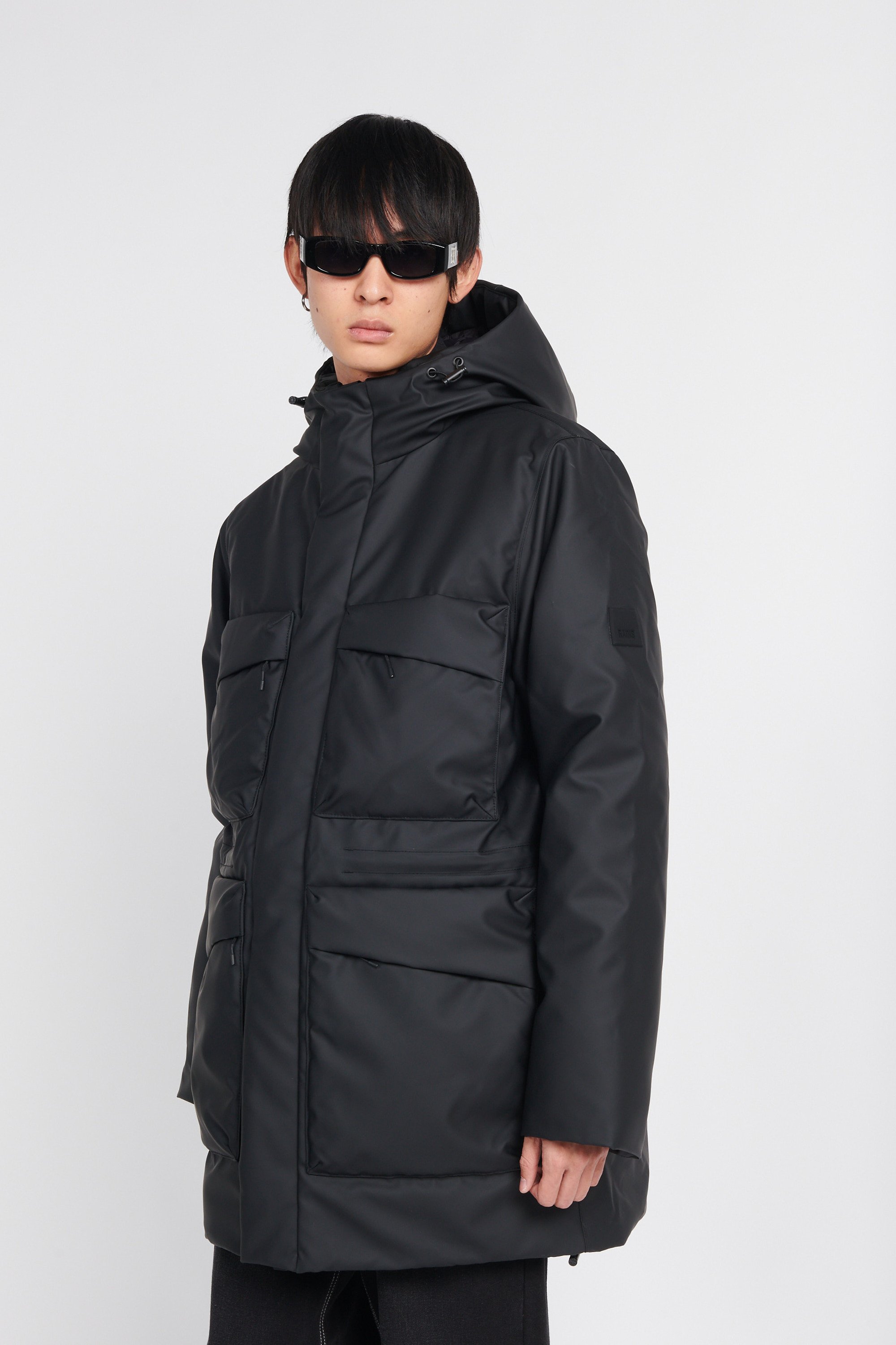 Lightweight quilted padded jacket with high neck Black