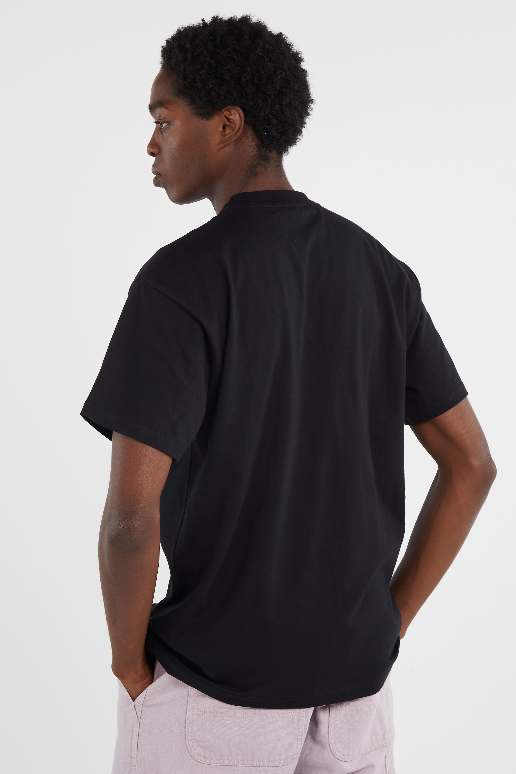 Regular-fit round-neck cotton T-shirt Black
