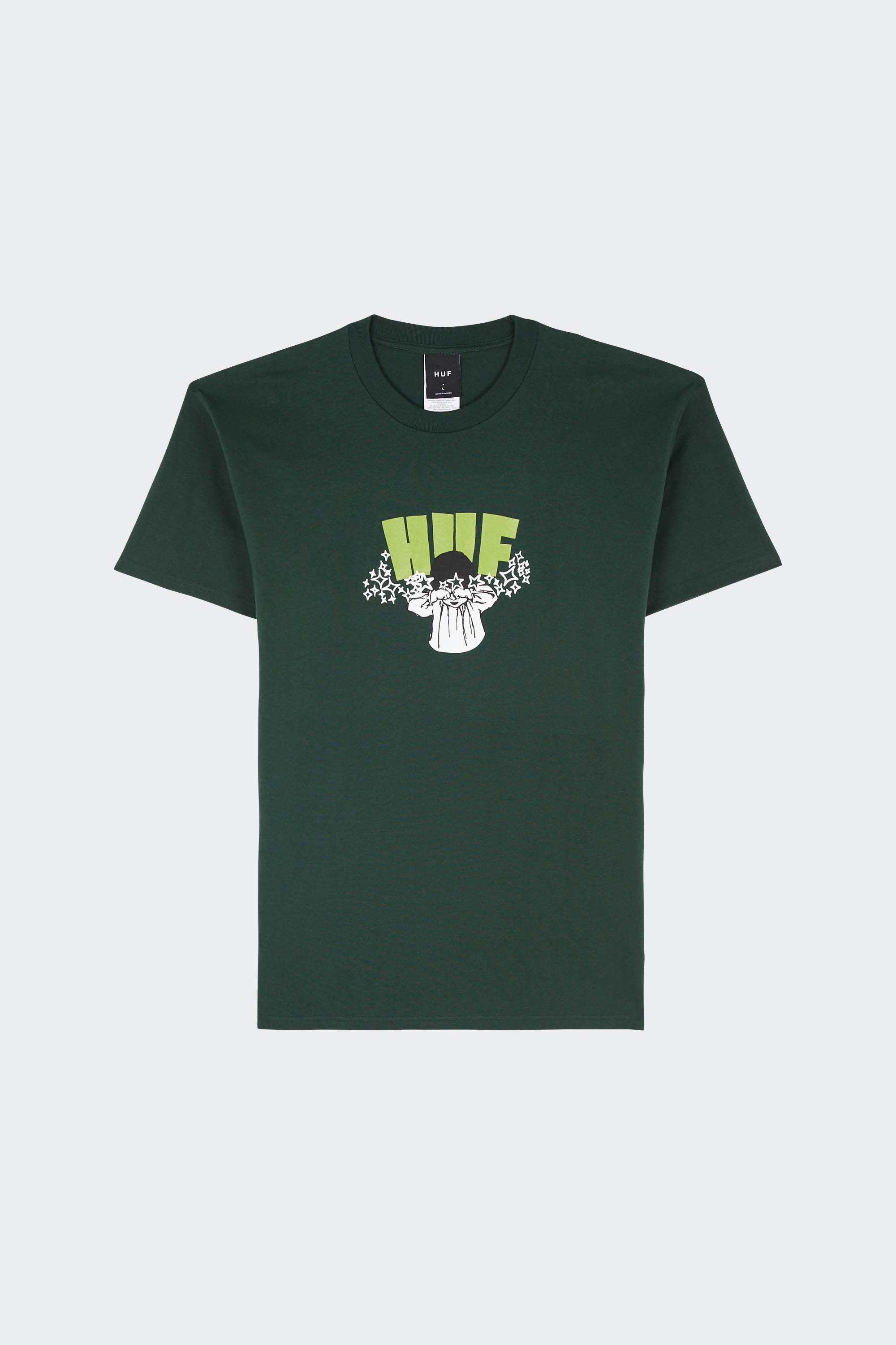 Regular-fit round-neck cotton T-shirt | Green by HUF Regular-fit round-neck cotton T-shirt Green