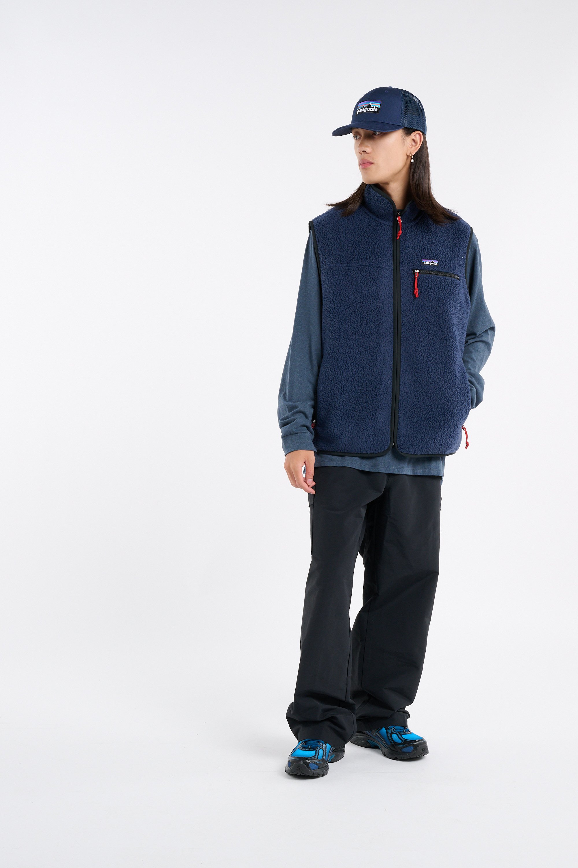 Regular-fit buttoned fleece sweater with high neck | Blue PATAGONIA Men