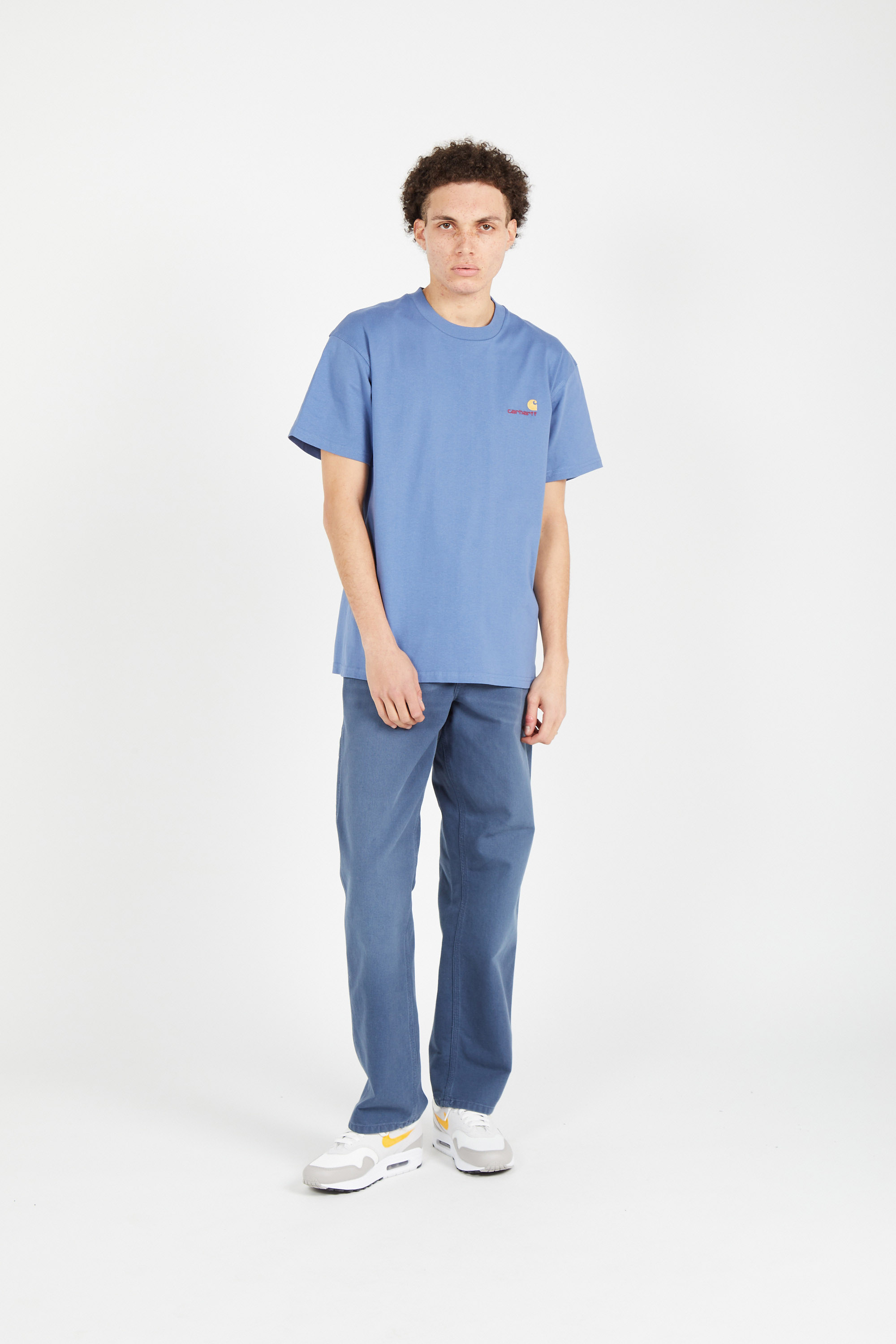 Regular-fit round-neck cotton T-shirt Blue
