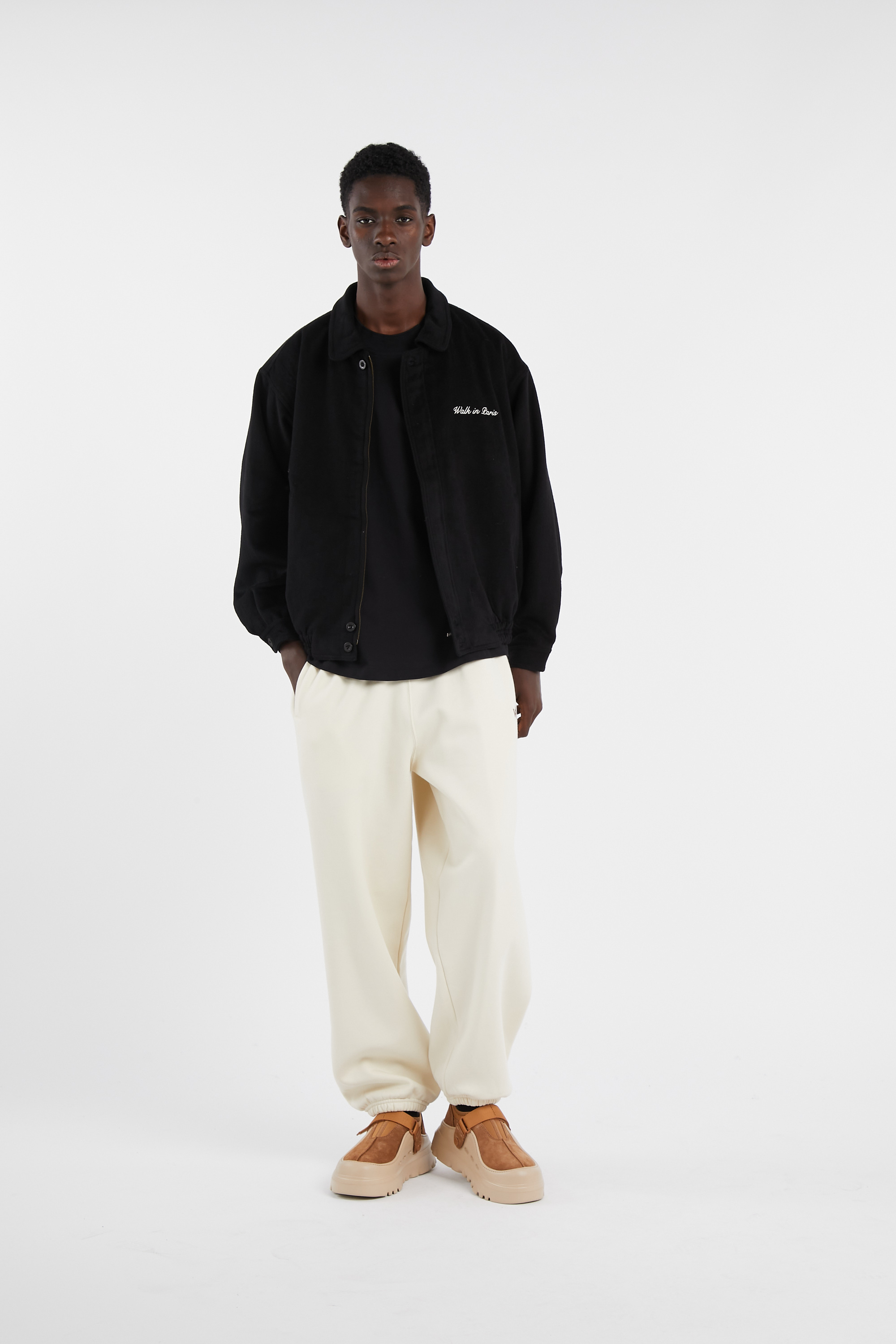 Regular-fit round-neck cotton T-shirt Black