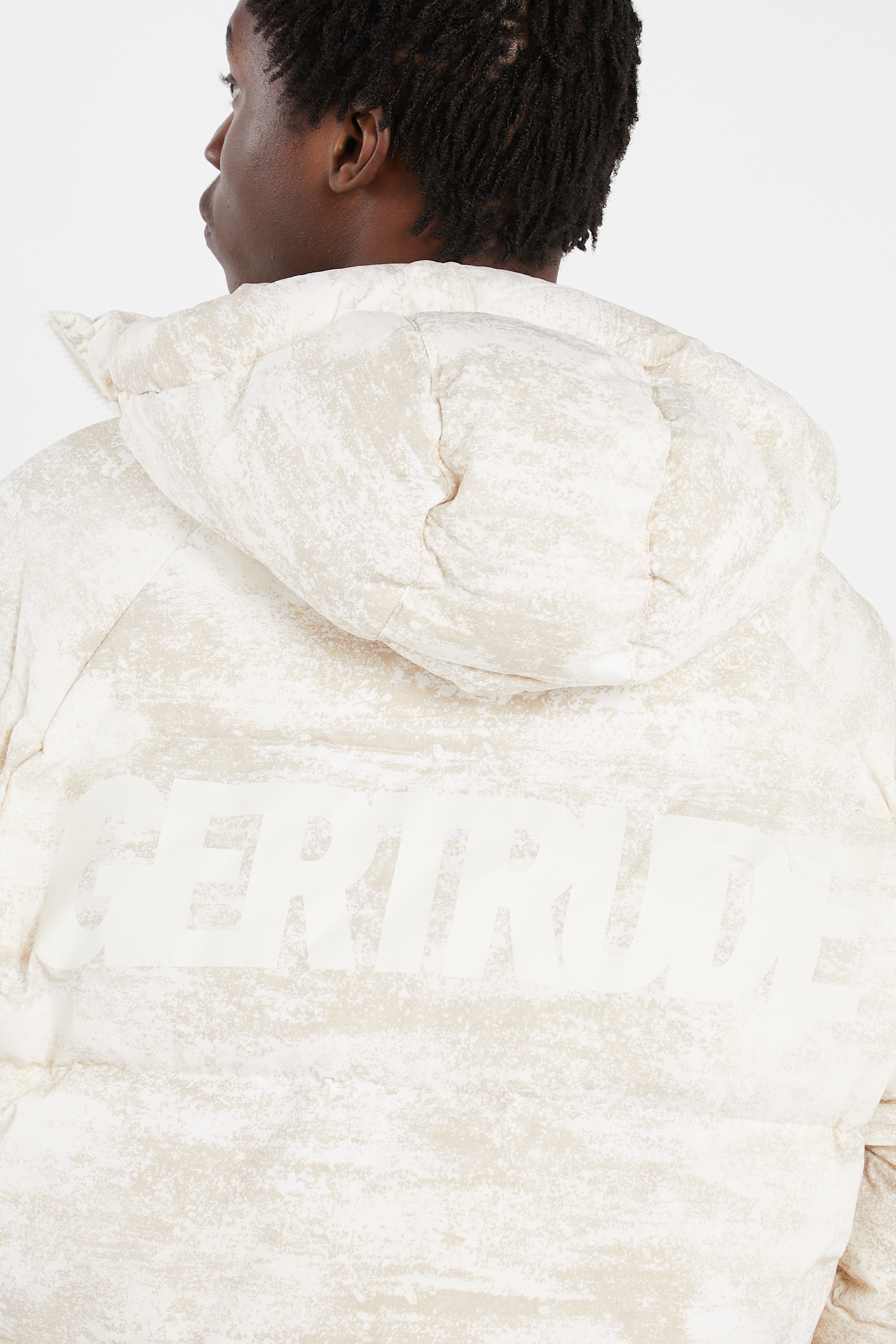 Lightweight quilted padded jacket with high neck Beige