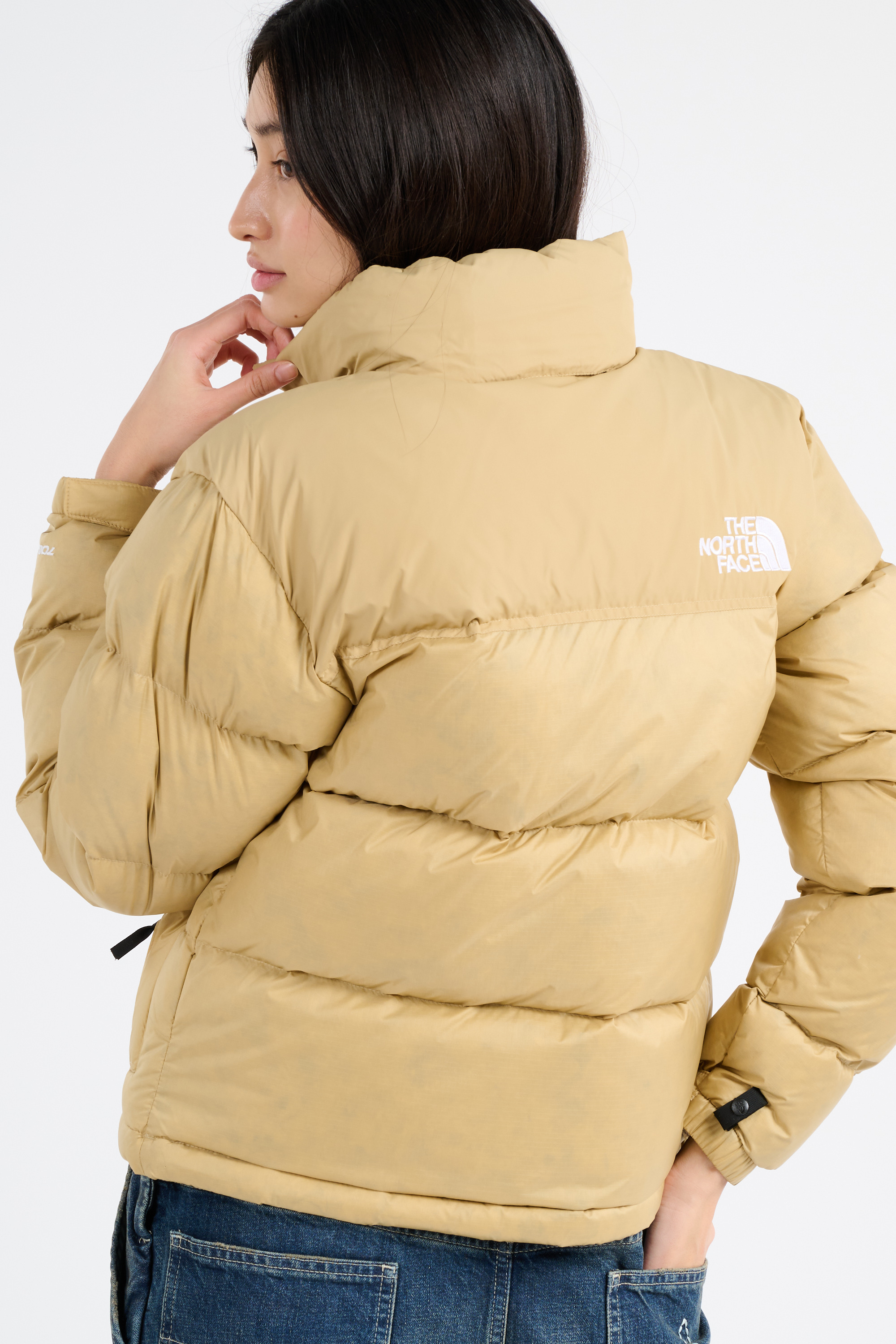 Lightweight quilted padded jacket with high neck Khaki