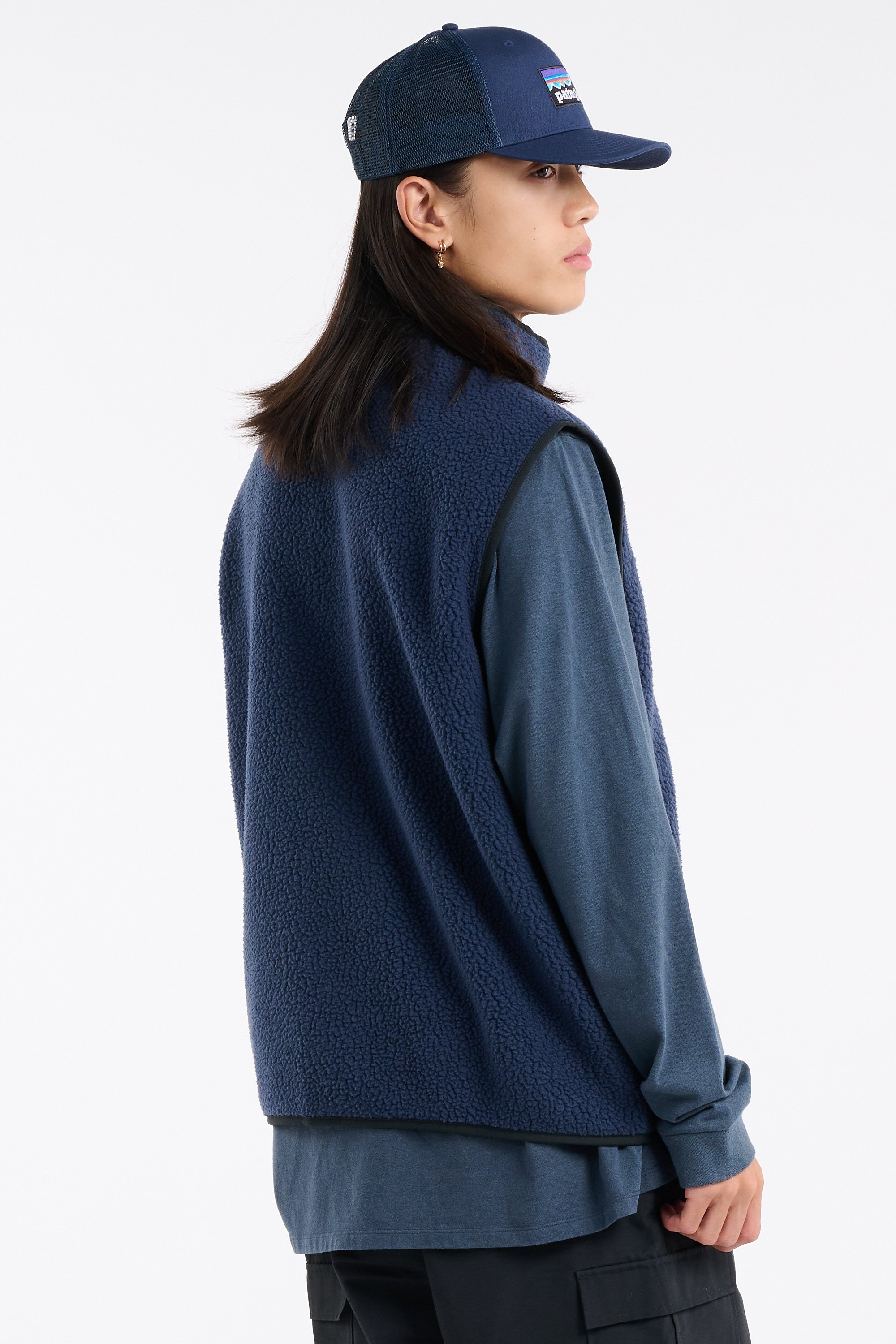 Regular-fit buttoned fleece sweater with high neck | Blue PATAGONIA Men