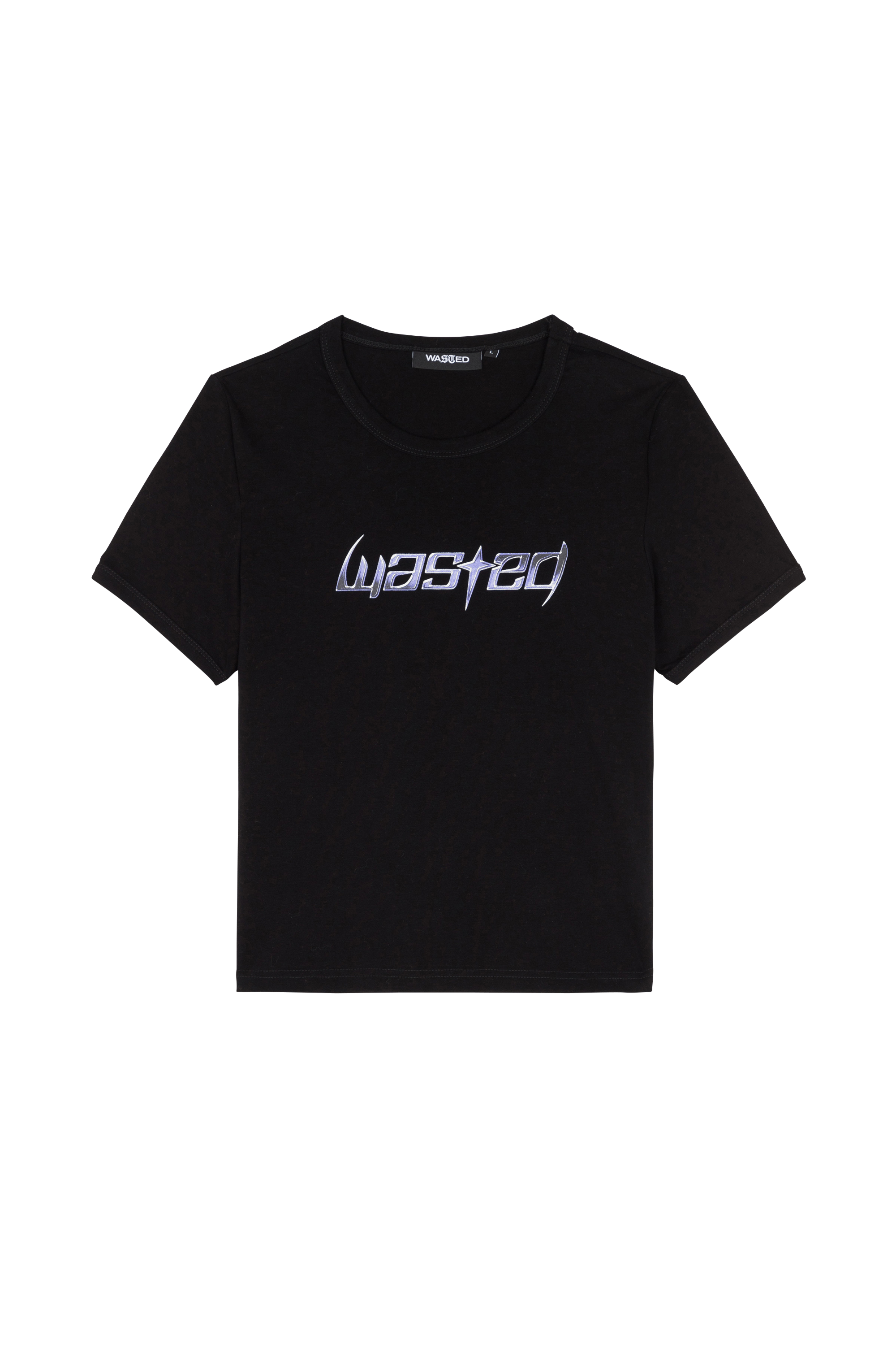 Regular-fit round-neck cotton T-shirt Black