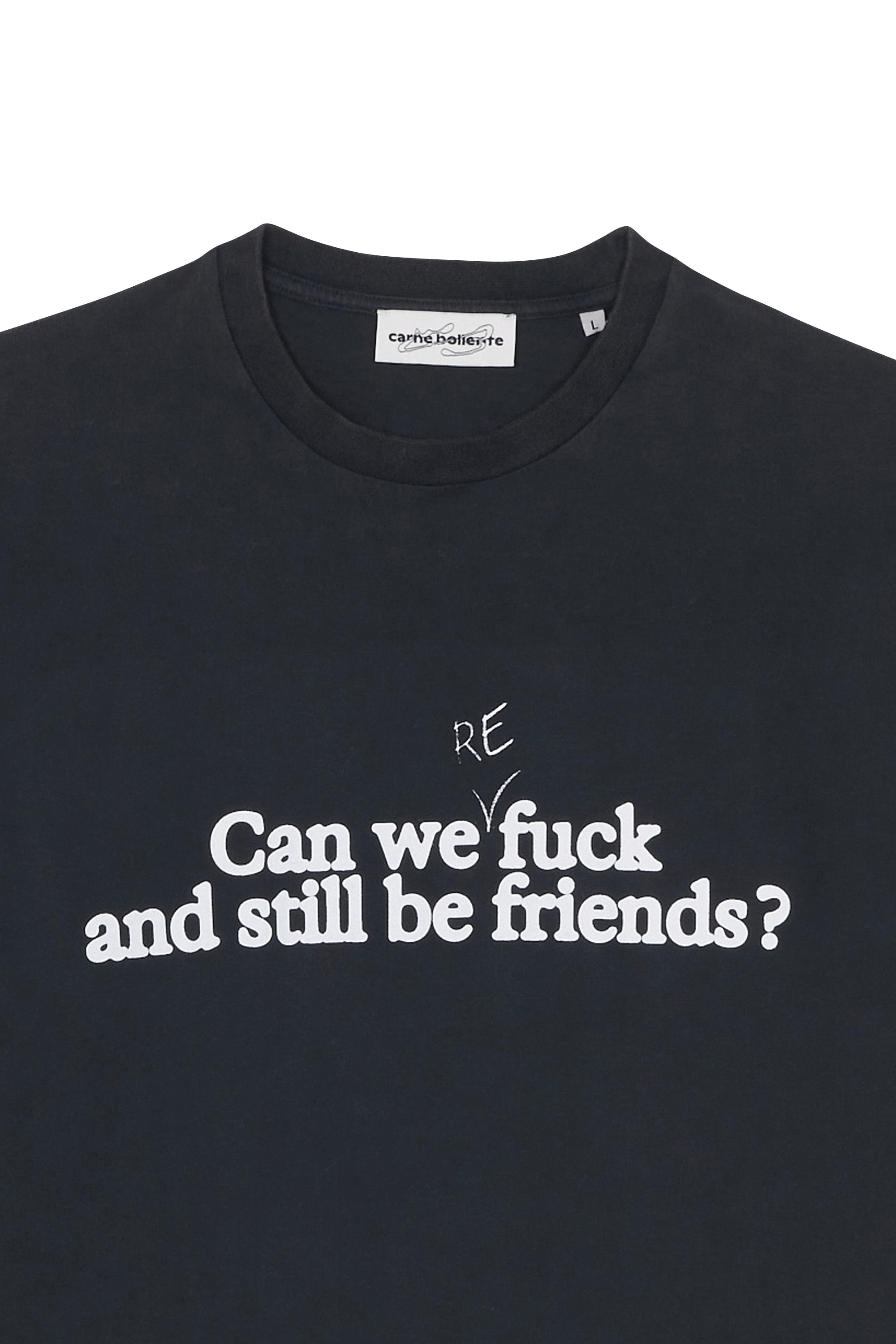 Regular-fit round-neck cotton T-shirt Black