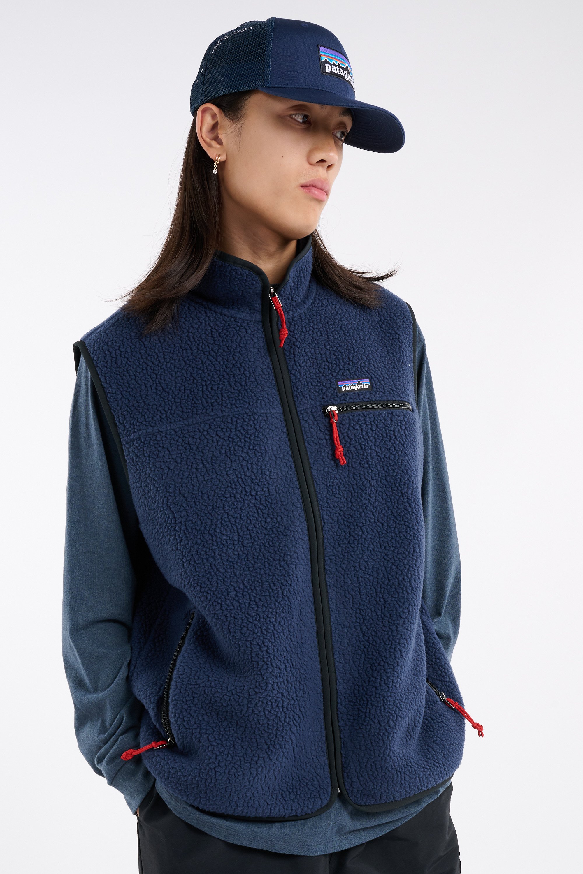 Regular-fit buttoned fleece sweater with high neck | Blue PATAGONIA Men