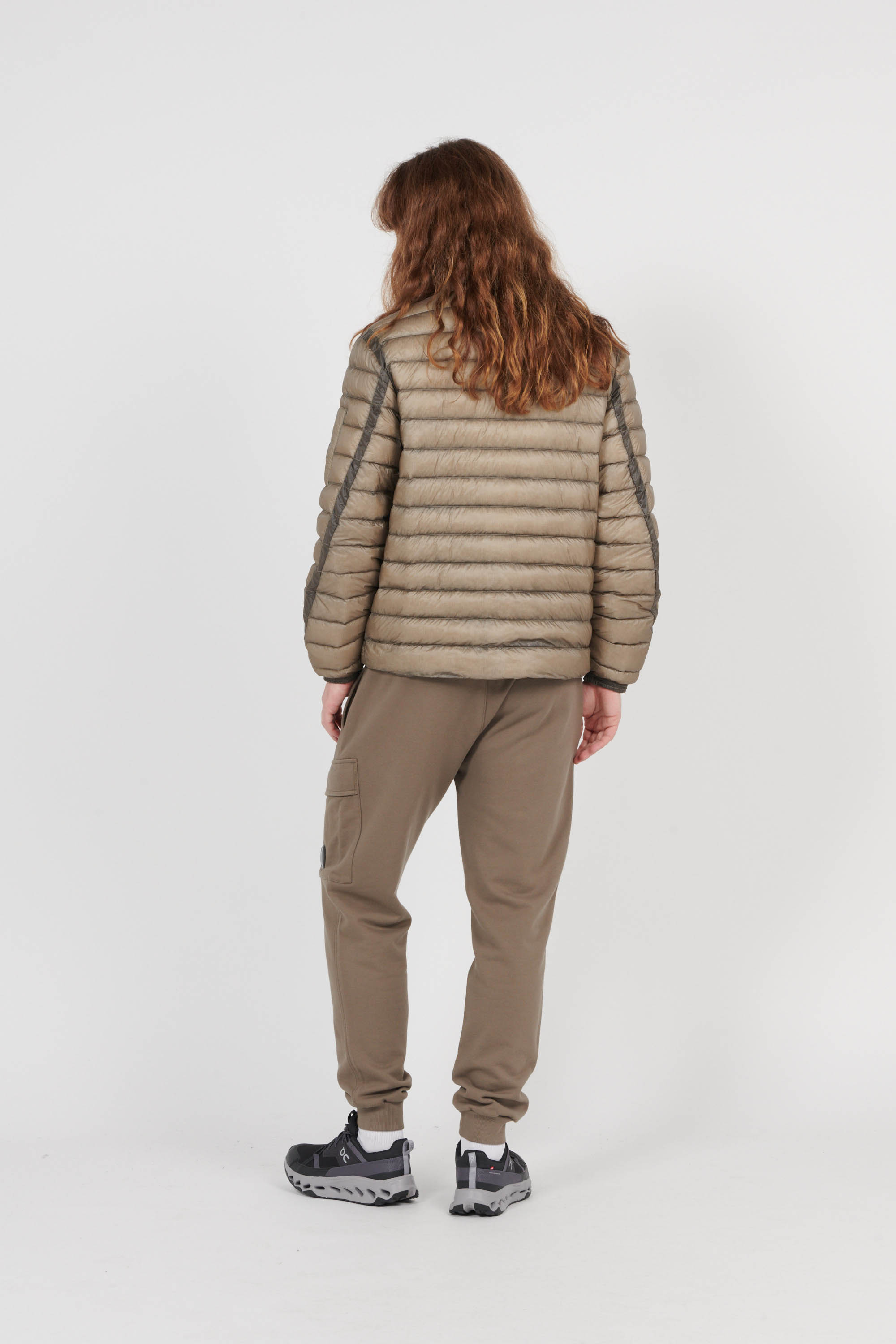 Lightweight quilted padded jacket with high neck Khaki