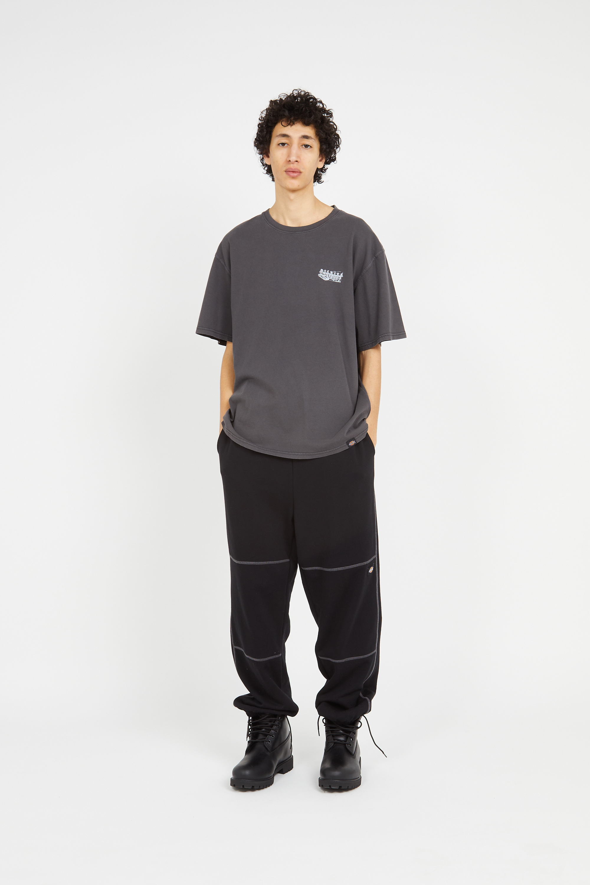 Regular-fit round-neck cotton T-shirt Black