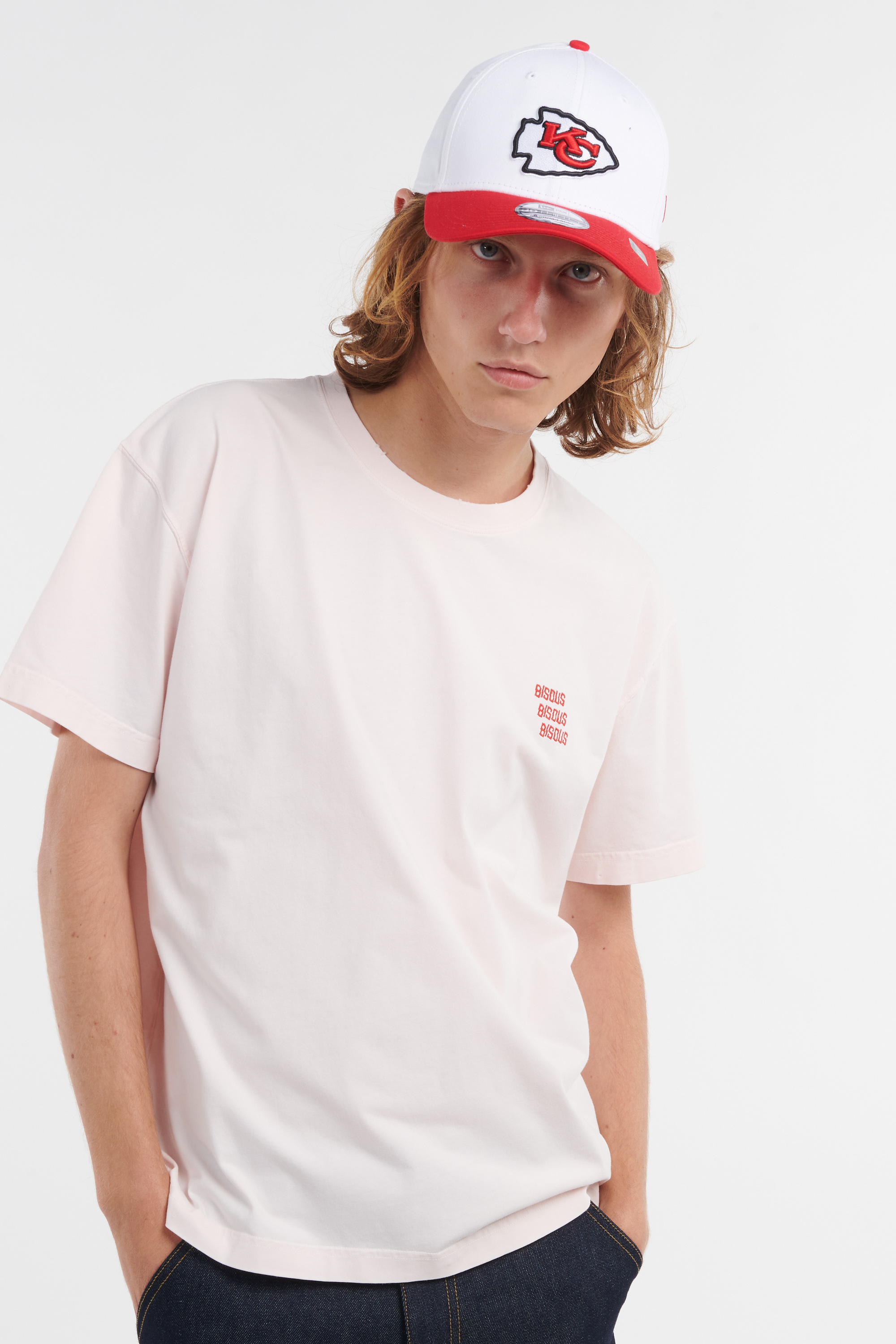 Regular-fit round-neck cotton T-shirt Pink