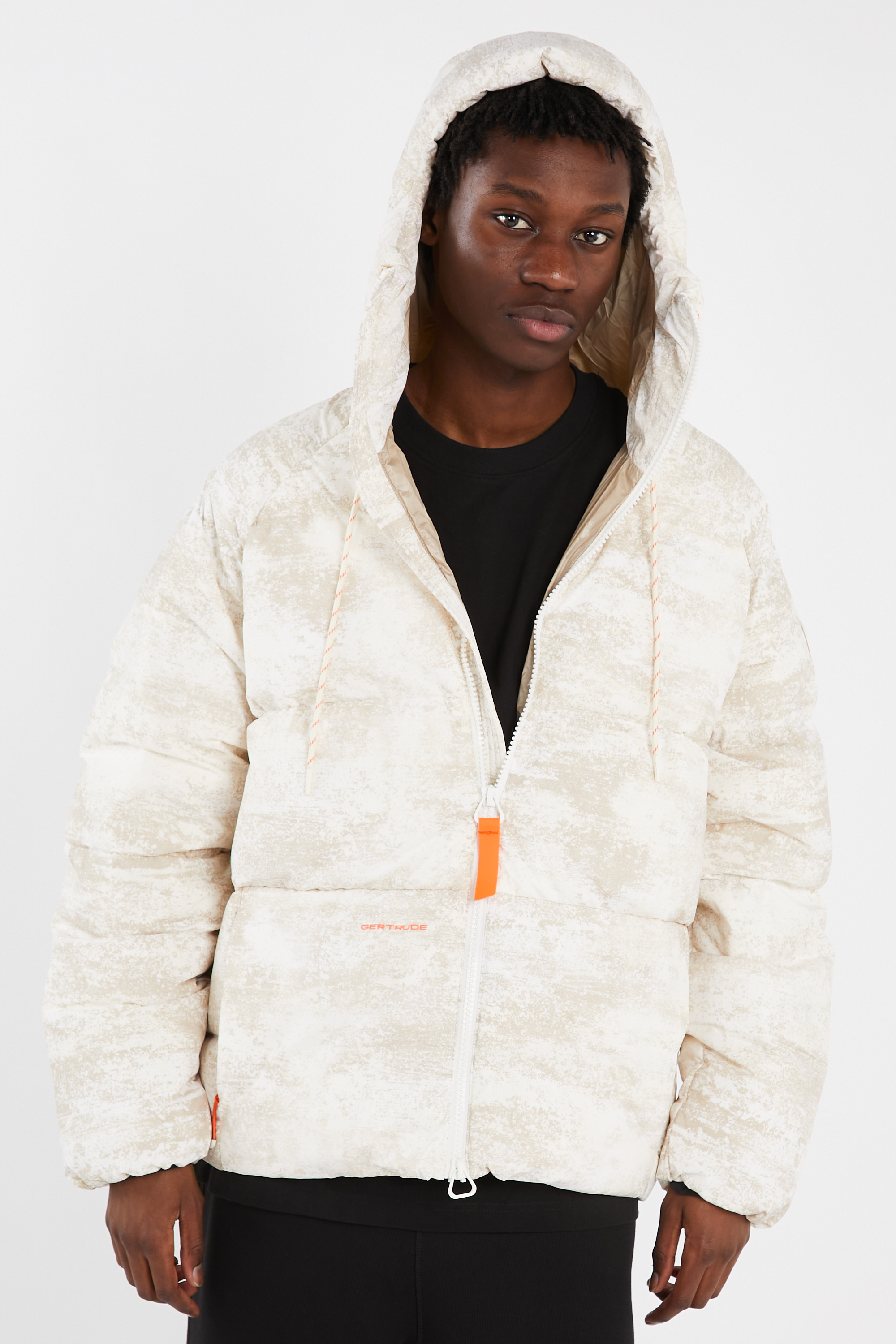 Lightweight quilted padded jacket with high neck Beige