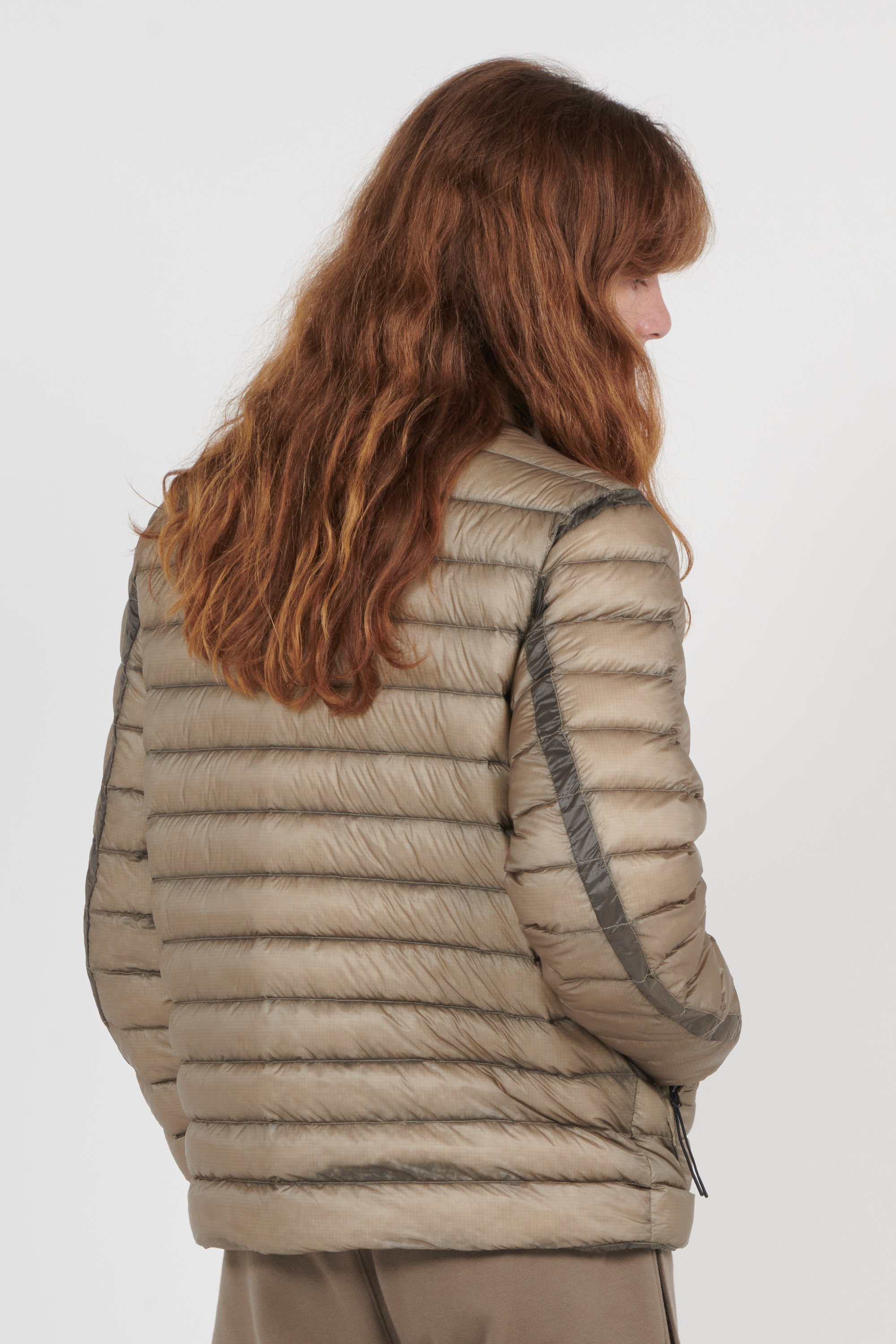 Lightweight quilted padded jacket with high neck Khaki