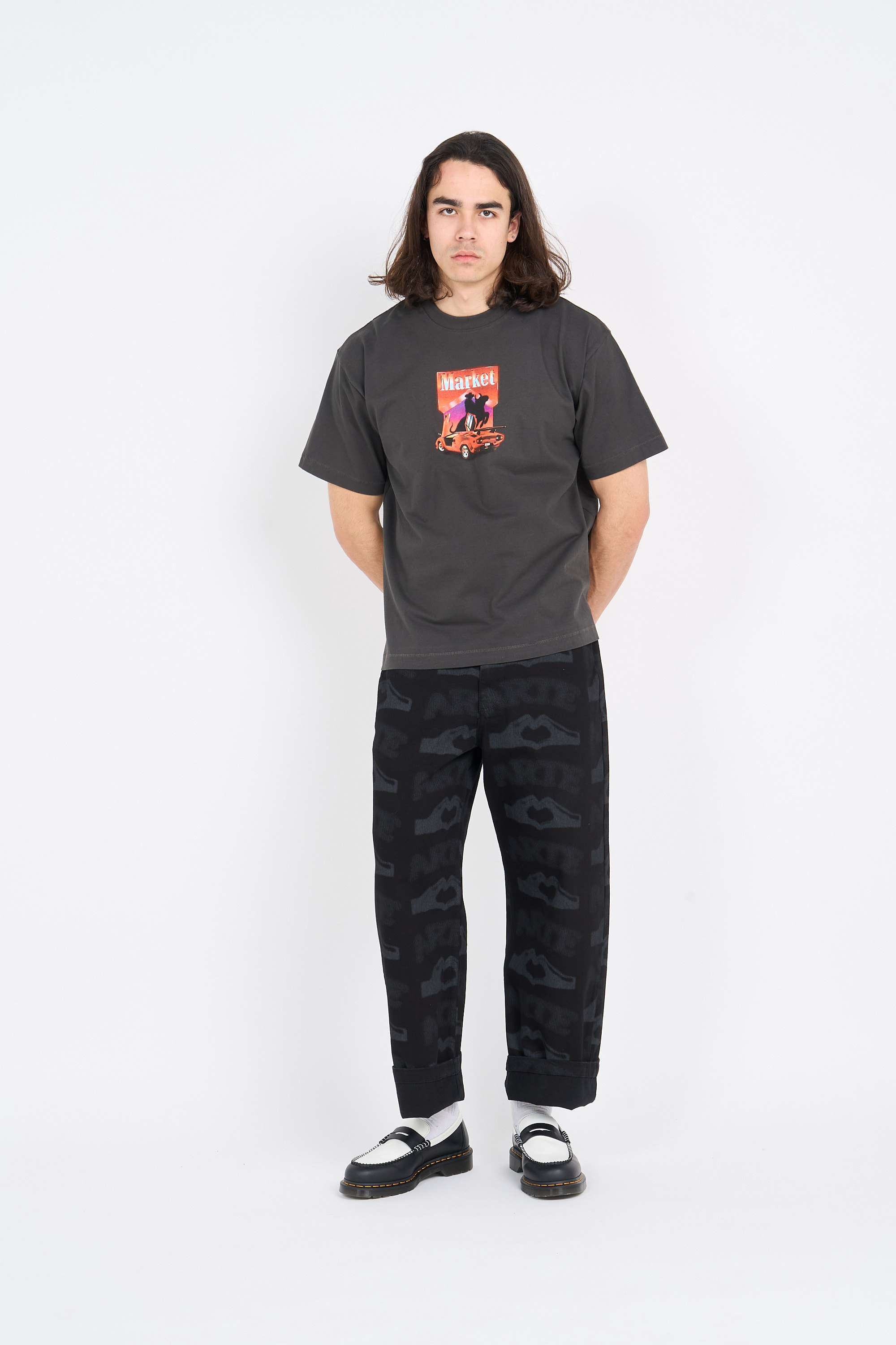 Regular-fit round-neck cotton T-shirt Black