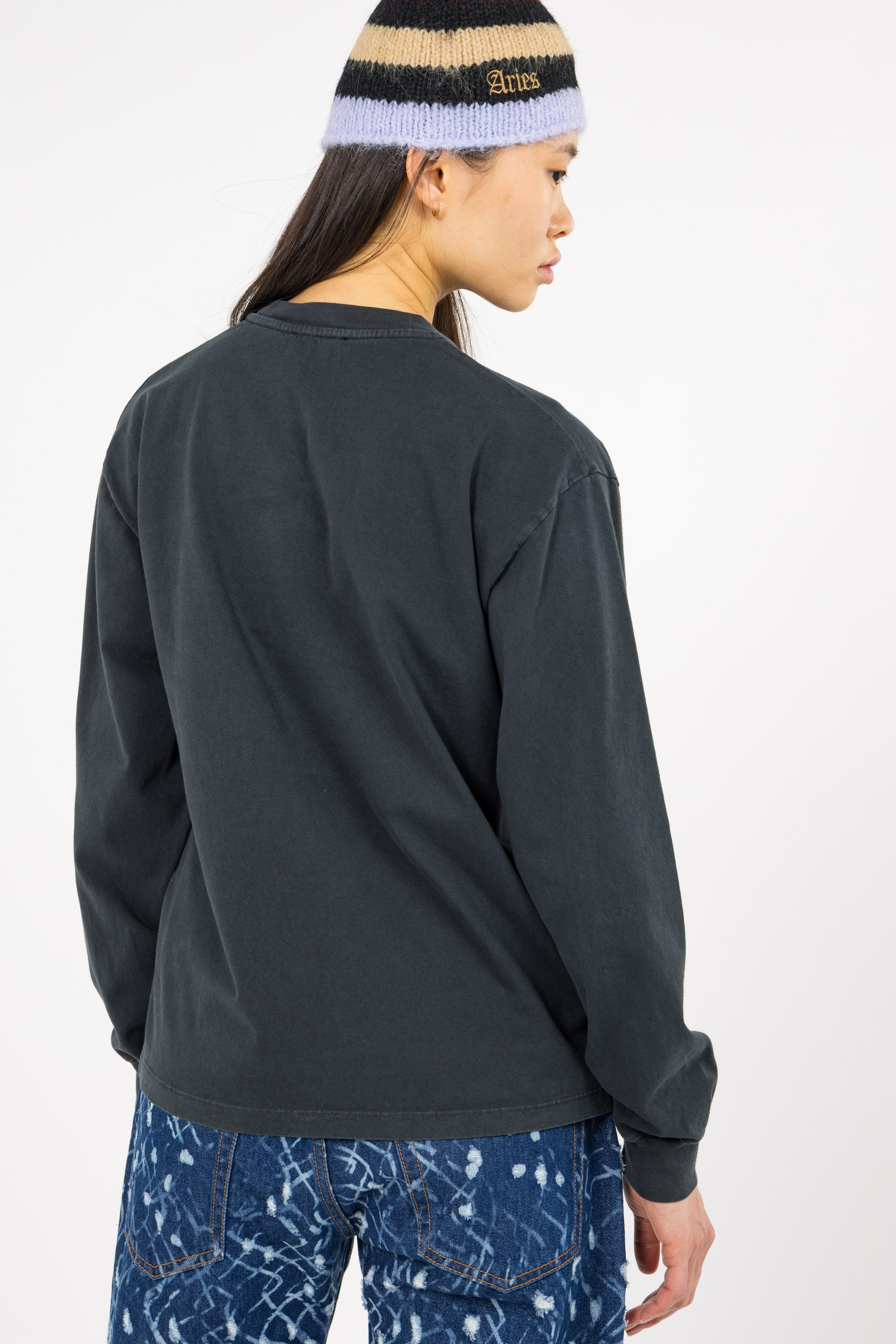 Regular-fit round-neck cotton T-shirt Black