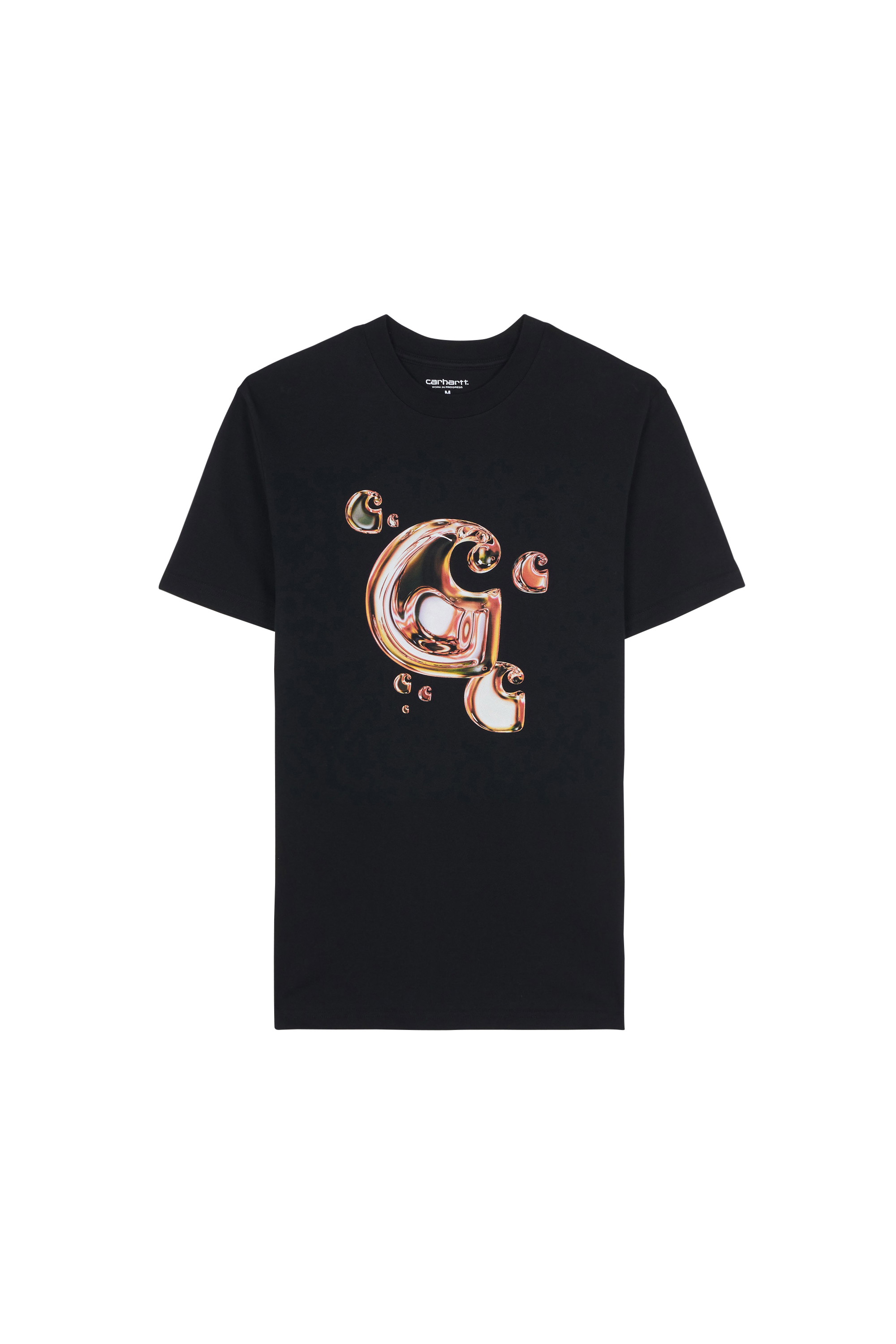 Regular-fit round-neck cotton T-shirt Black