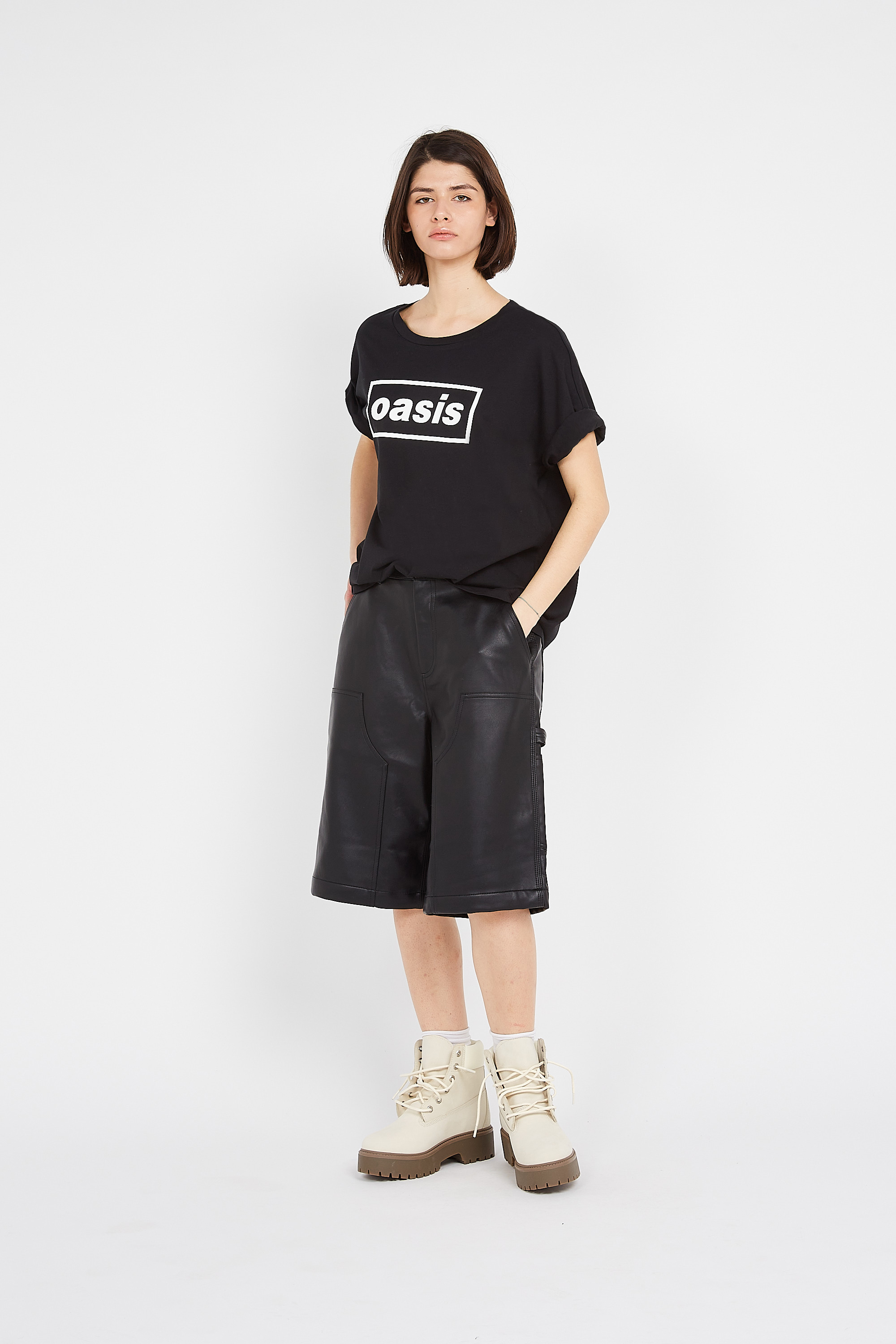 Regular-fit round-neck cotton T-shirt Black