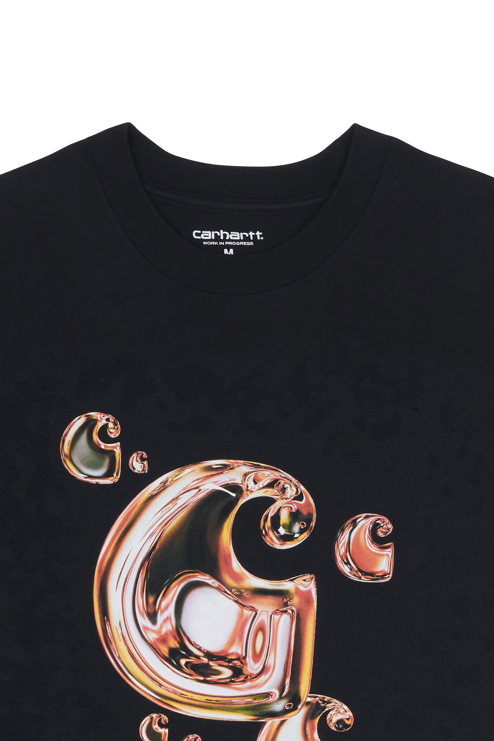 Regular-fit round-neck cotton T-shirt Black