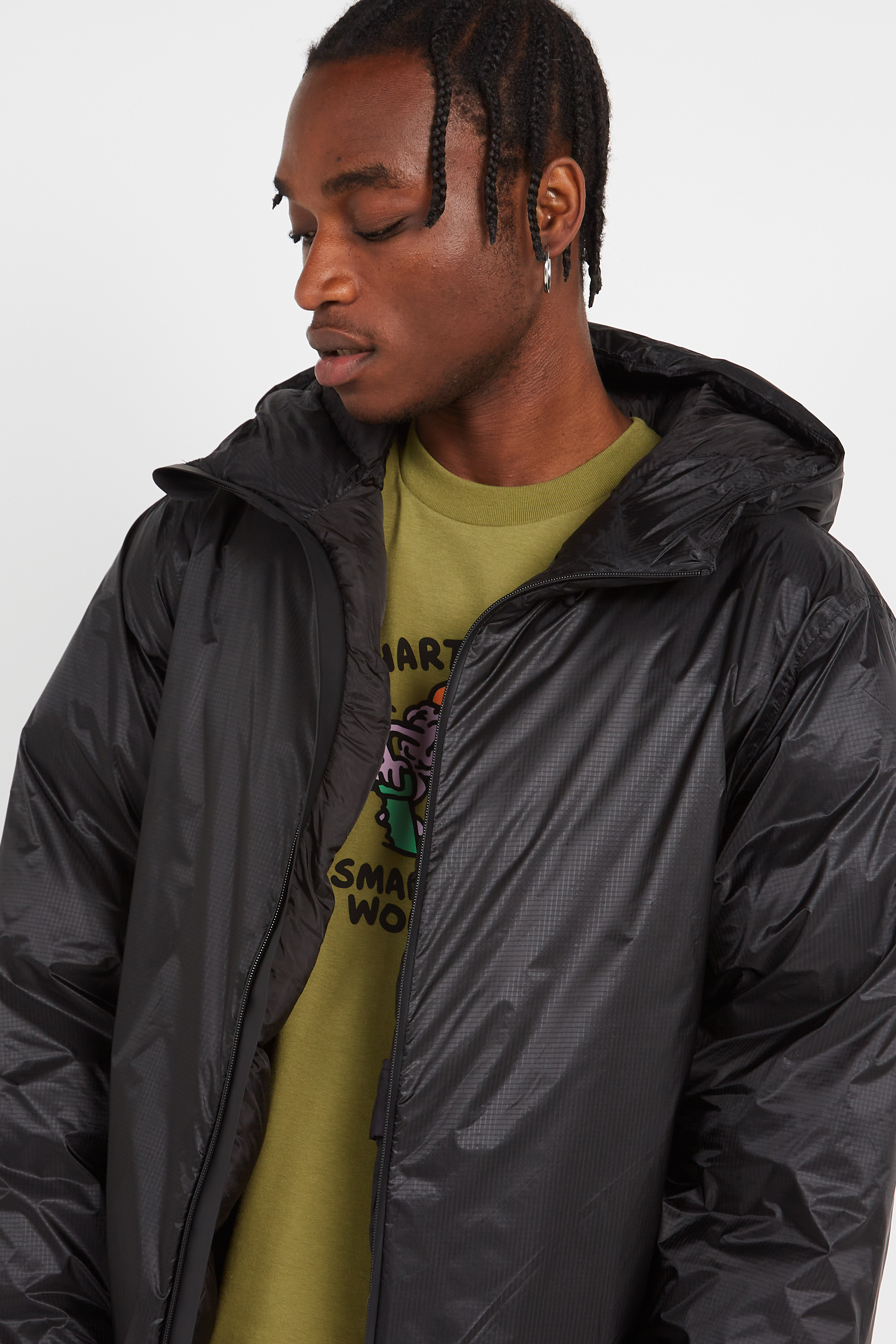 Lightweight quilted padded jacket with high neck Black