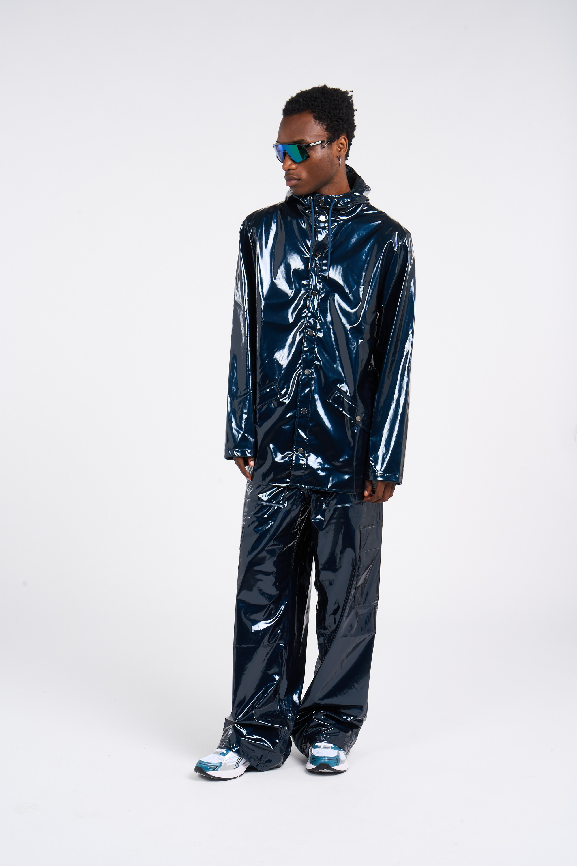 Hooded waterproof windbreaker Blue