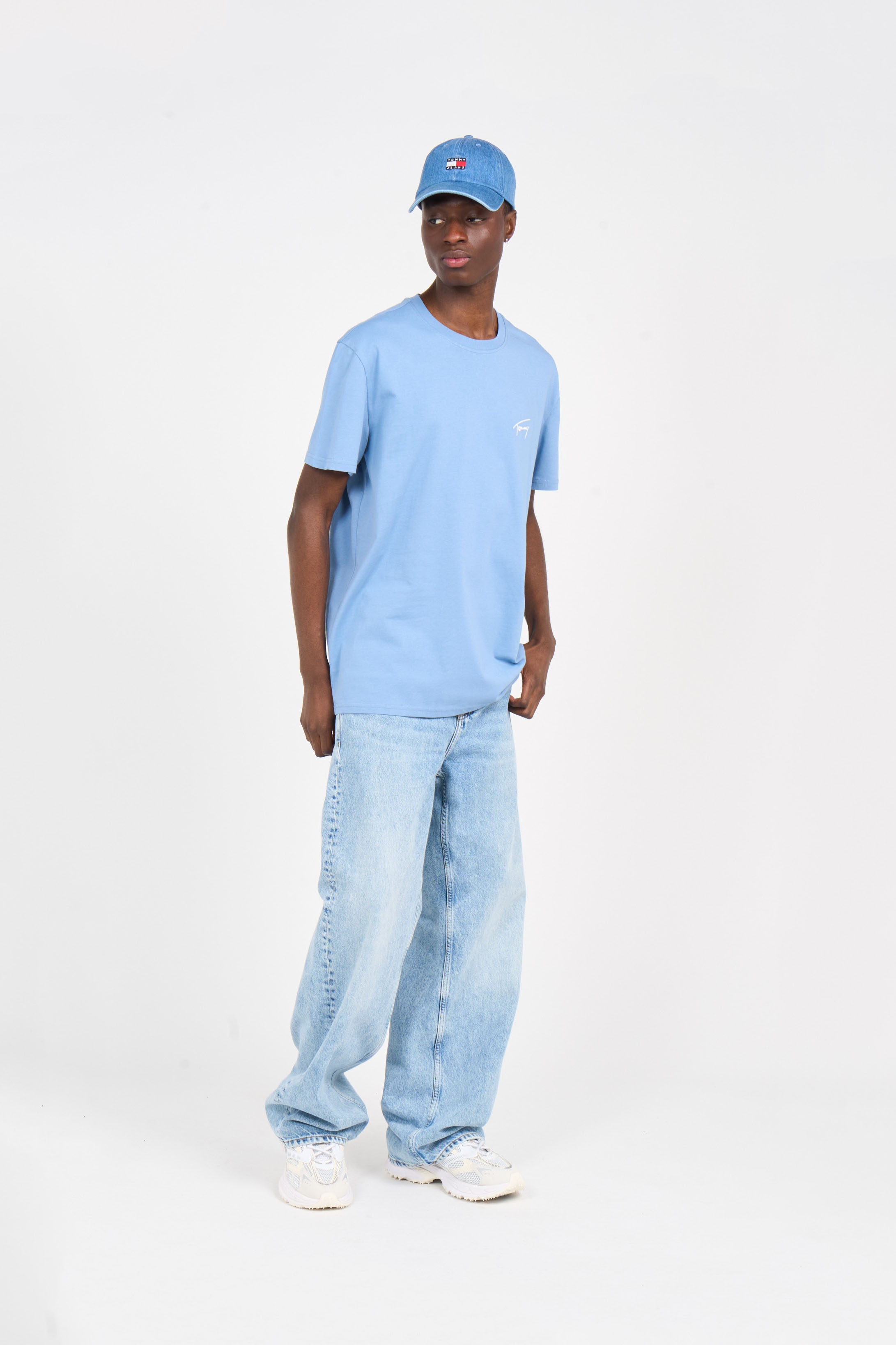 Regular-fit round-neck cotton T-shirt Blue