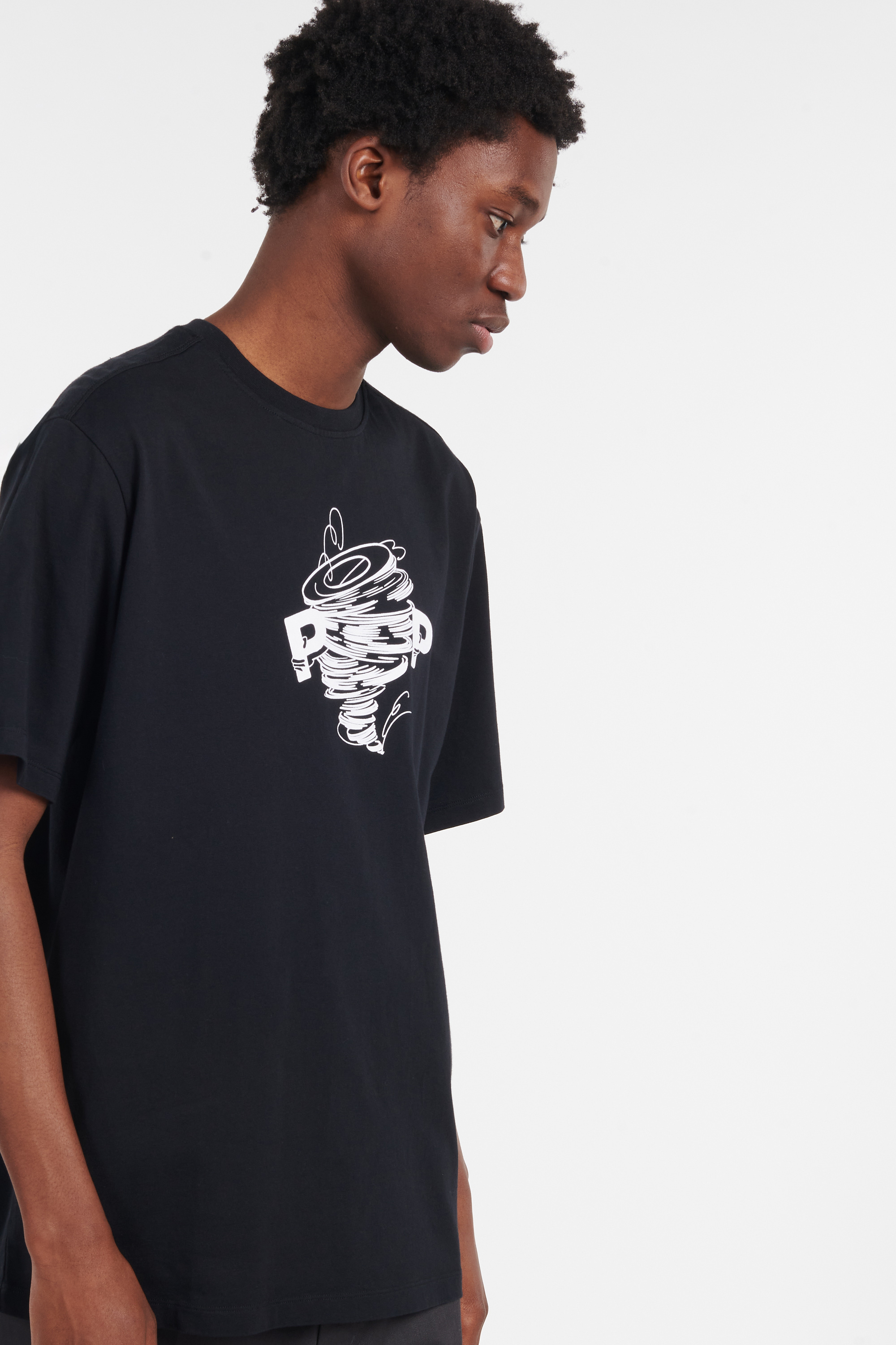 Regular-fit round-neck cotton T-shirt Black