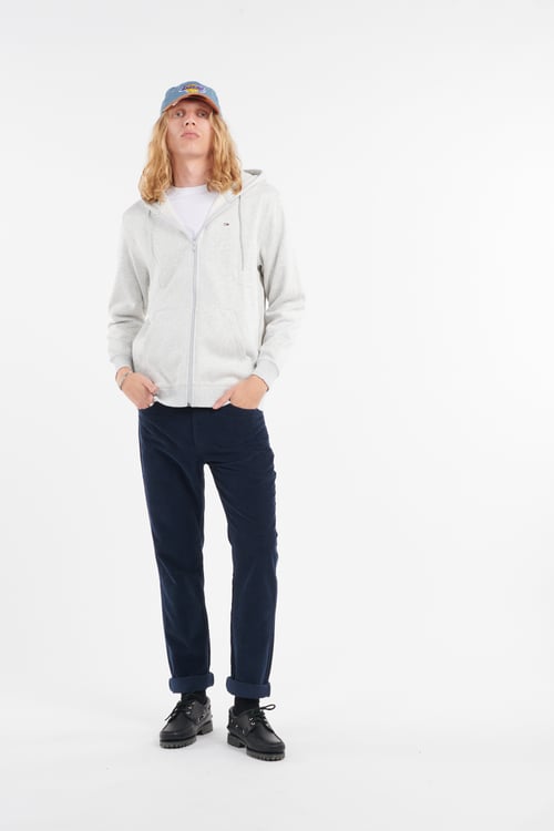 TOMMY JEANS Regular-fit zip-up cotton-blend hoodie with Pony Player Grey