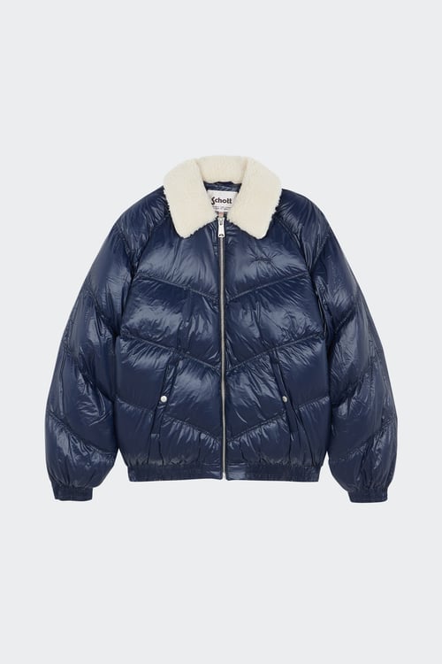 SCHOTT Lightweight quilted padded jacket with high neck Blue