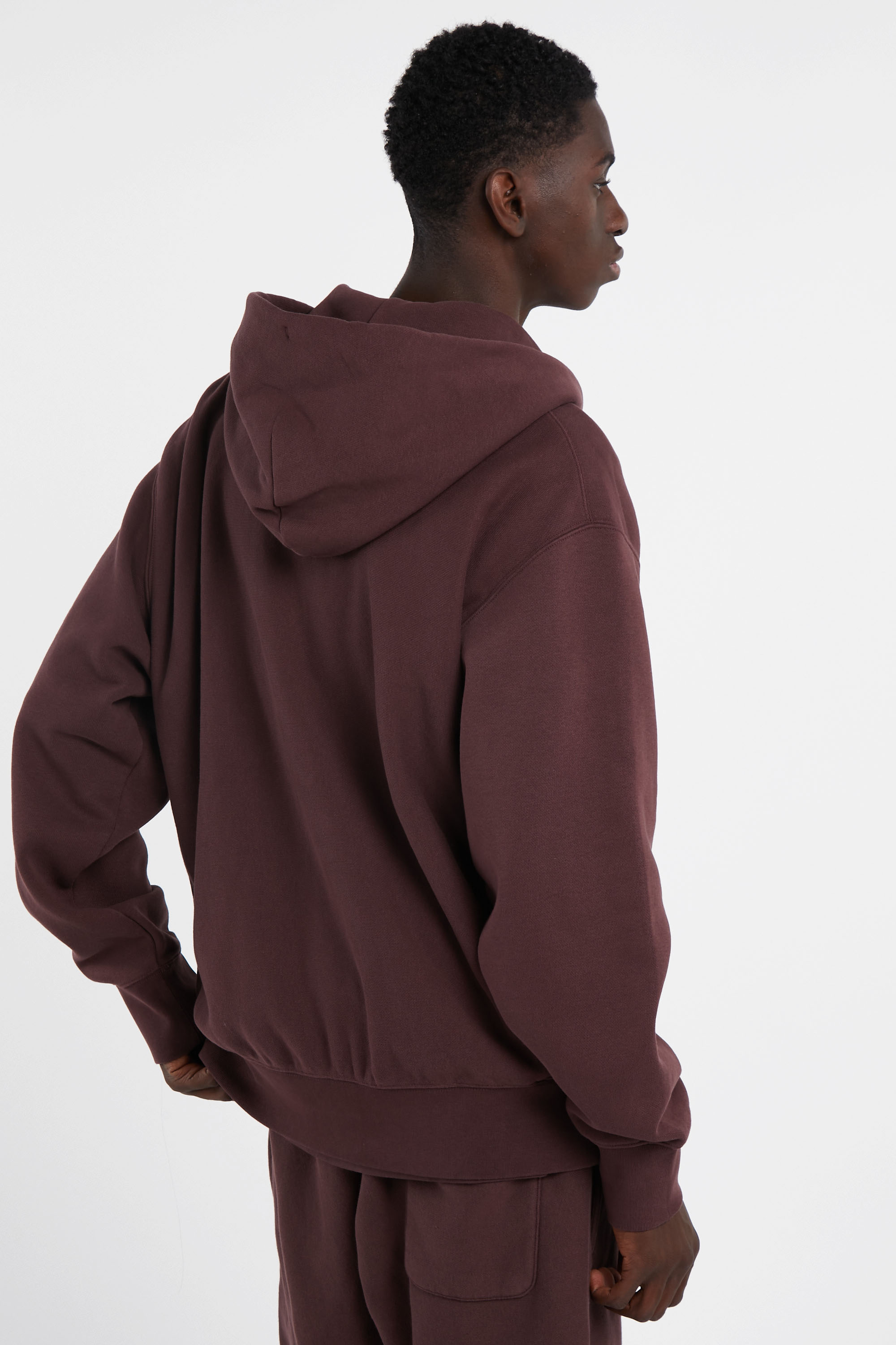 Regular-fit zip-up cotton-blend hoodie with Pony Player Brown