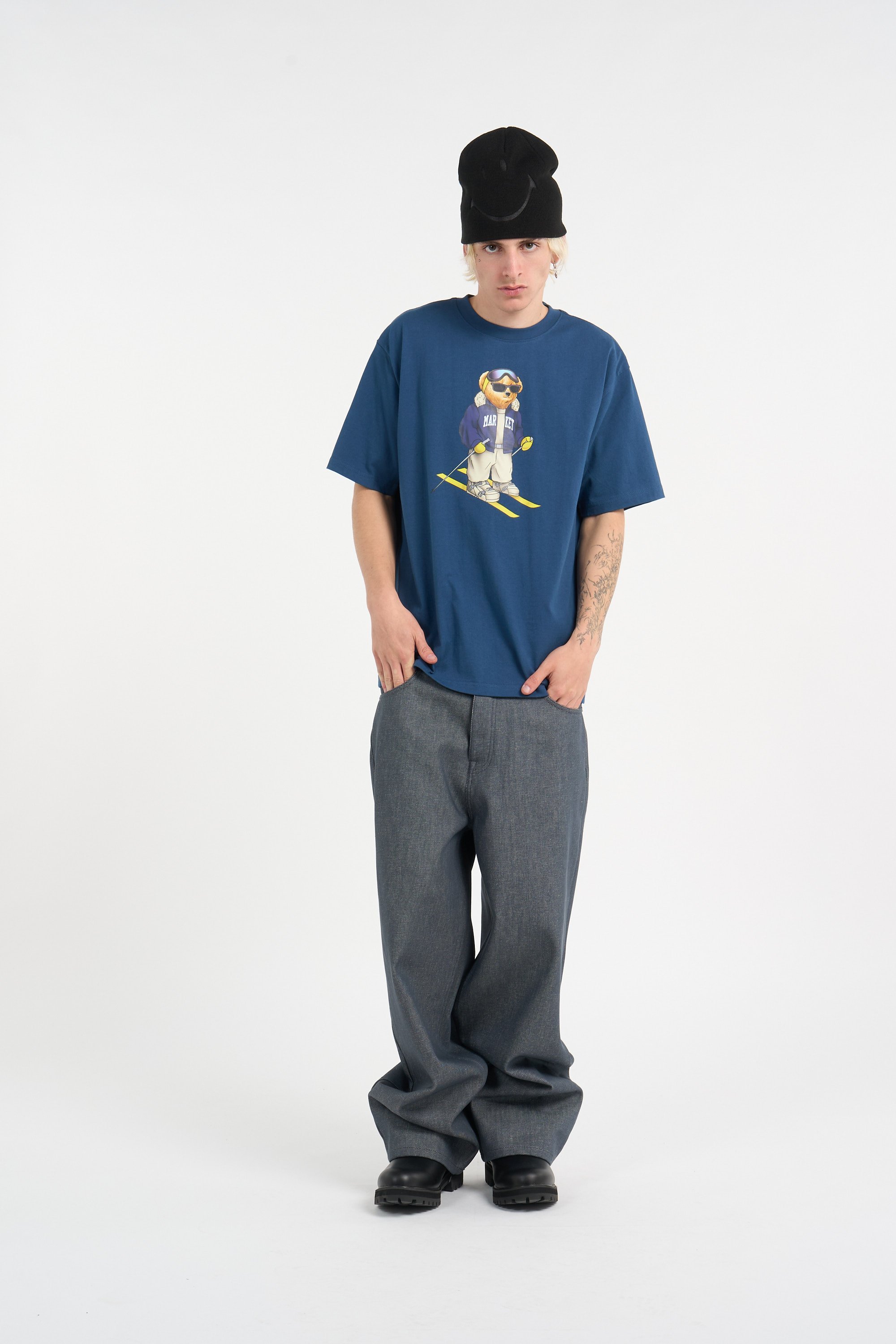 Regular-fit round-neck cotton T-shirt MARKET Blue