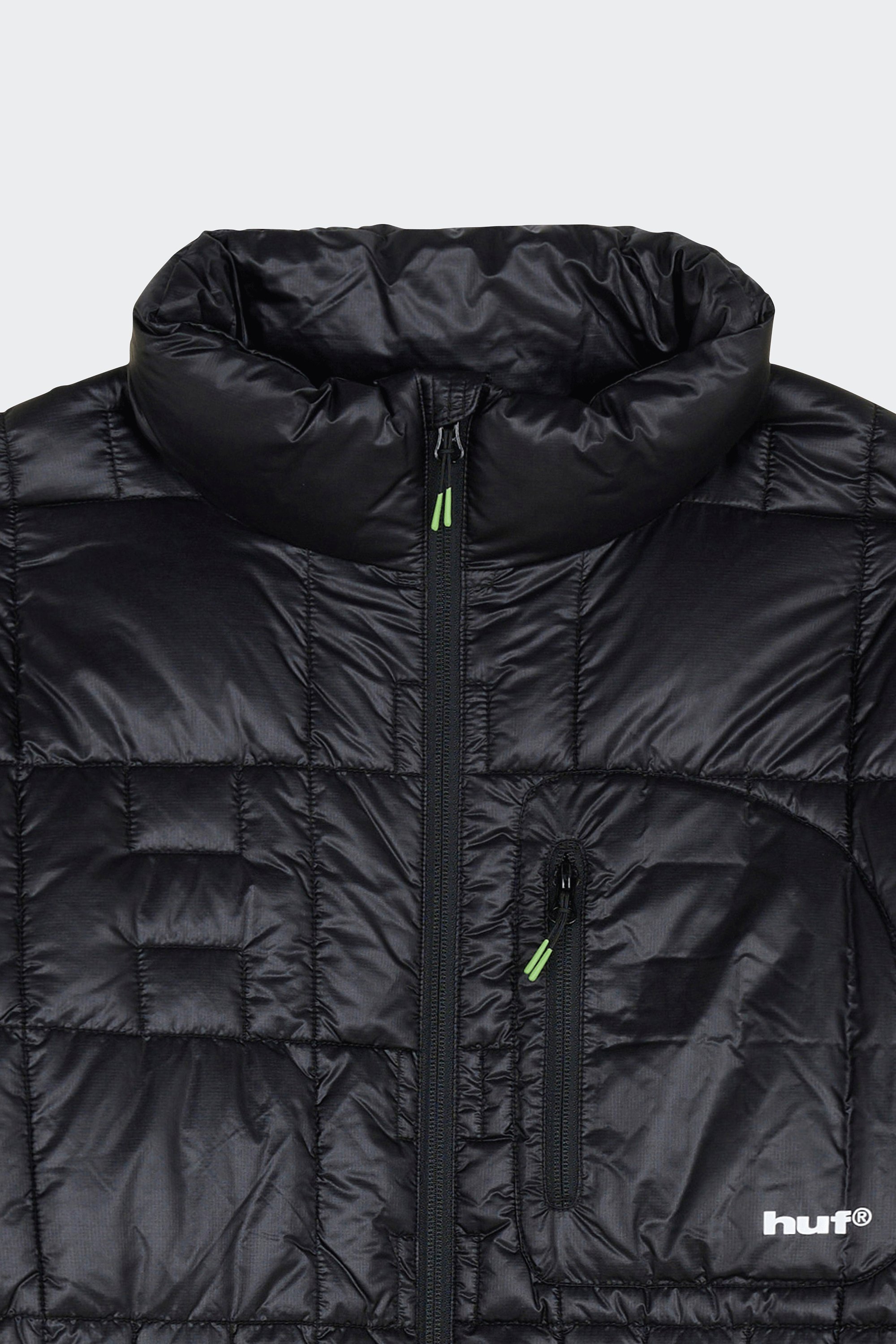 Lightweight quilted padded jacket with high neck | Black by HUF Lightweight quilted padded jacket with high neck Black