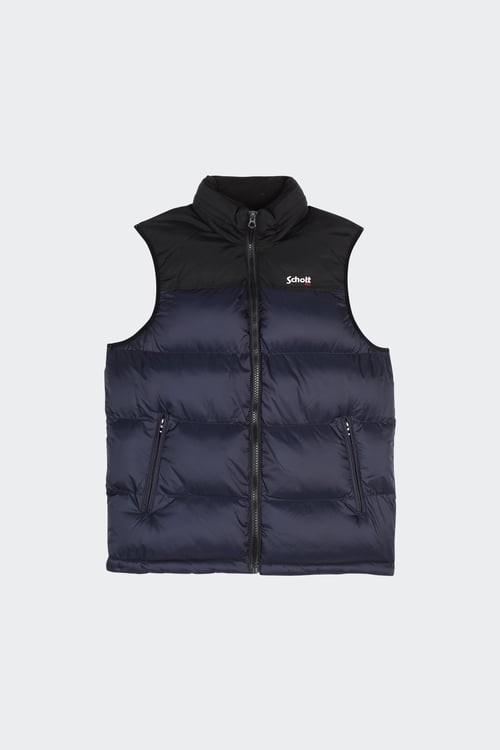 SCHOTT Sleeveless Puffer Jacket Blue