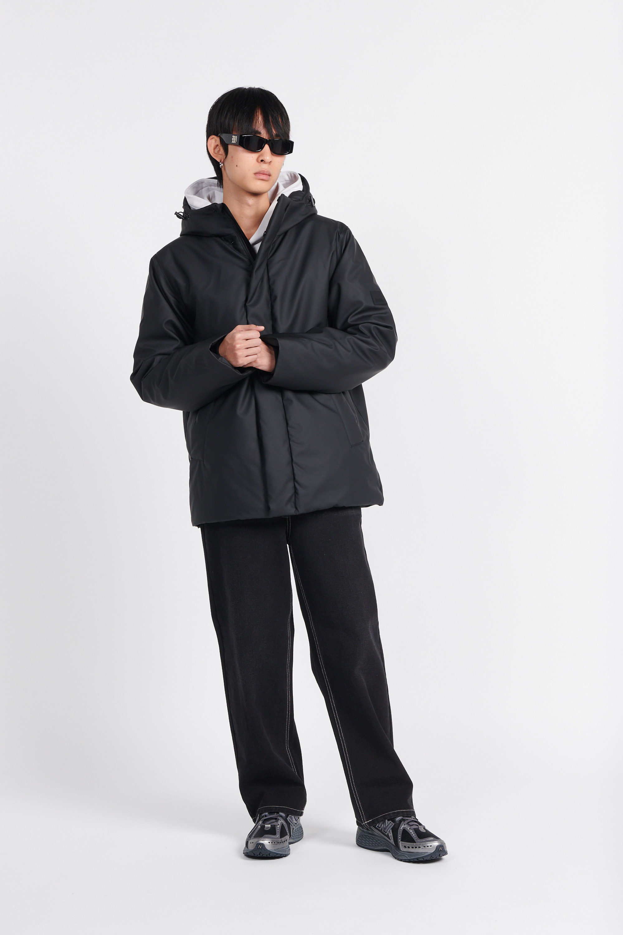 Lightweight quilted padded jacket with high neck Black