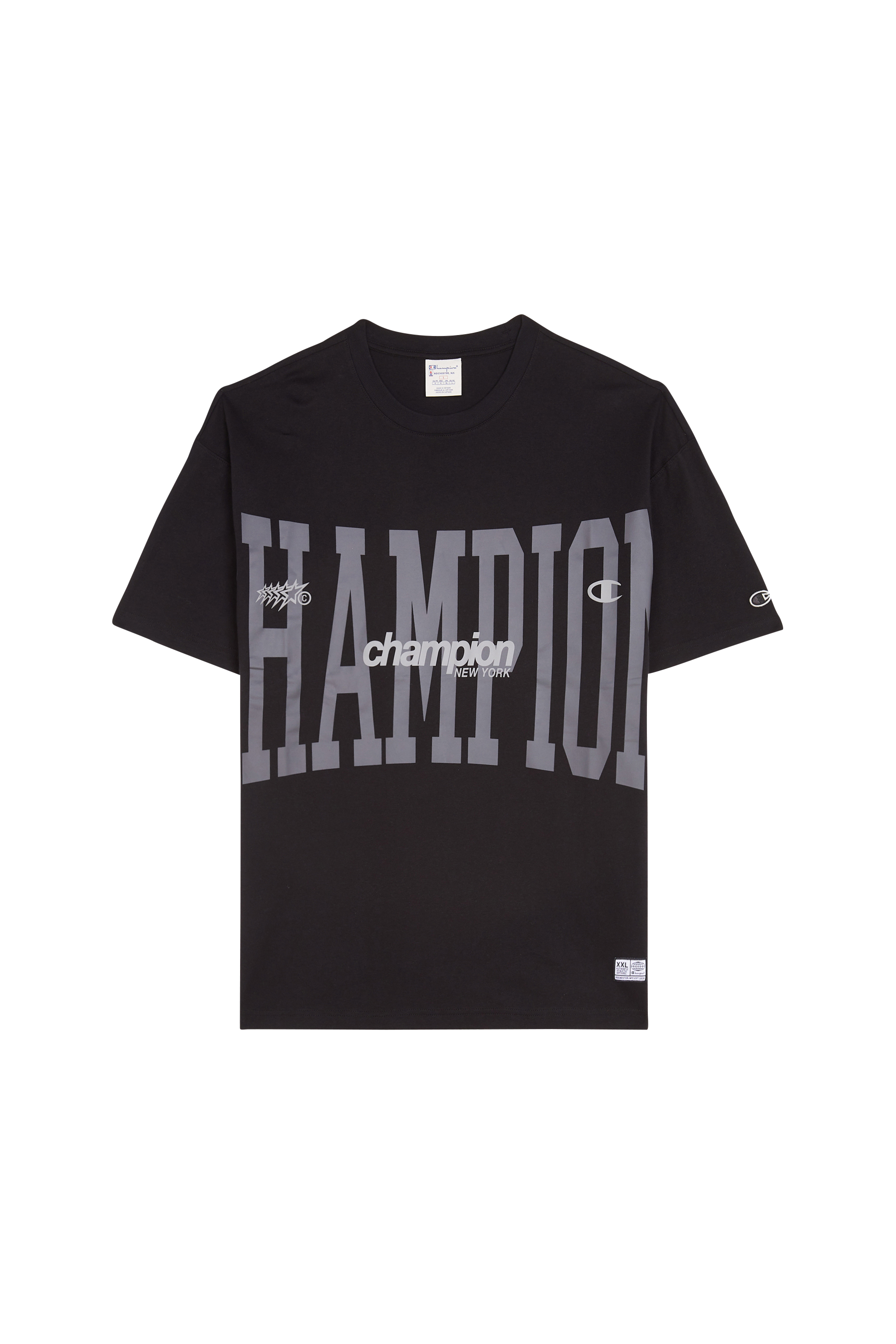 Regular-fit round-neck cotton T-shirt Black