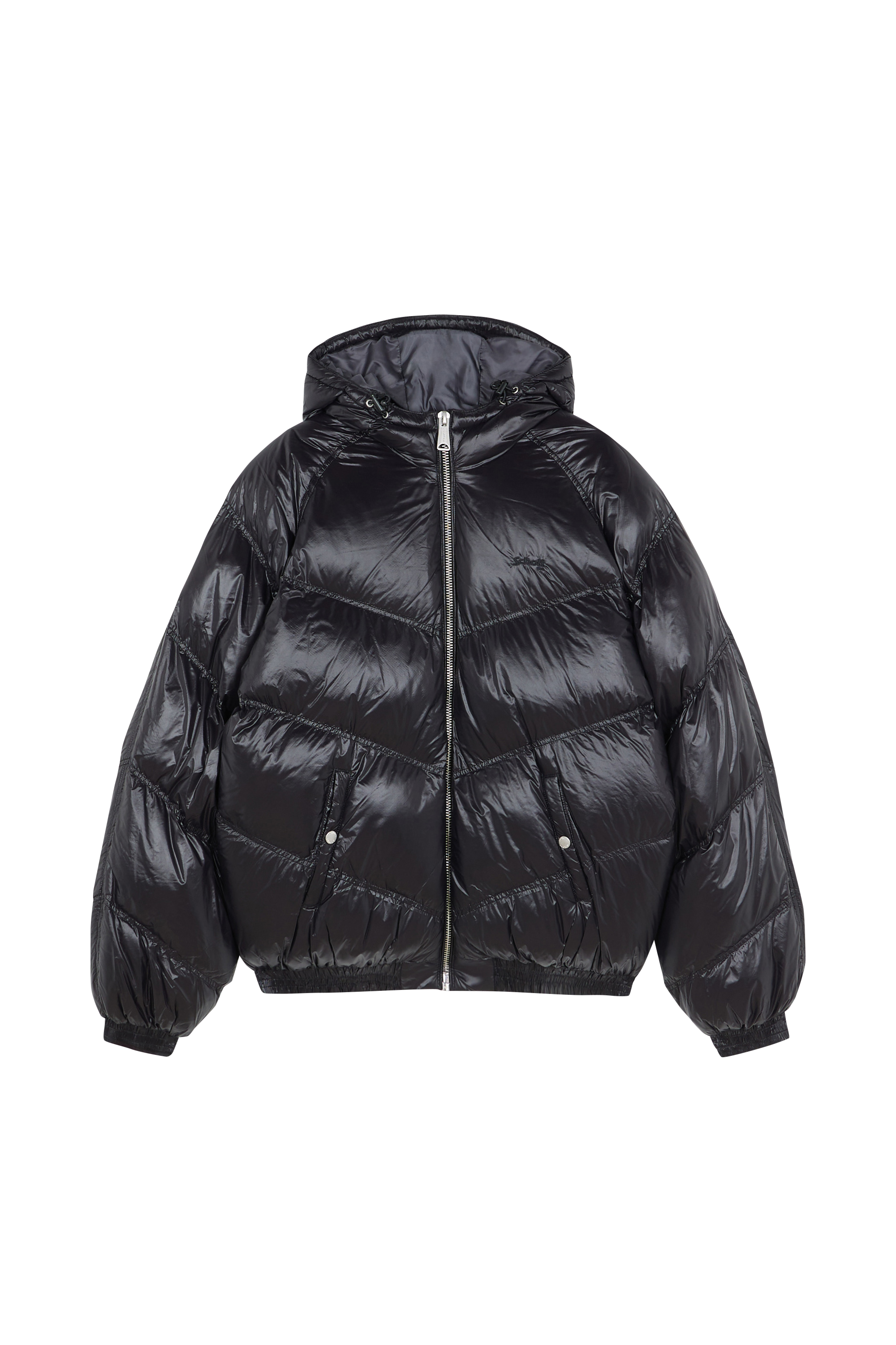 Lightweight quilted padded jacket with high neck Black