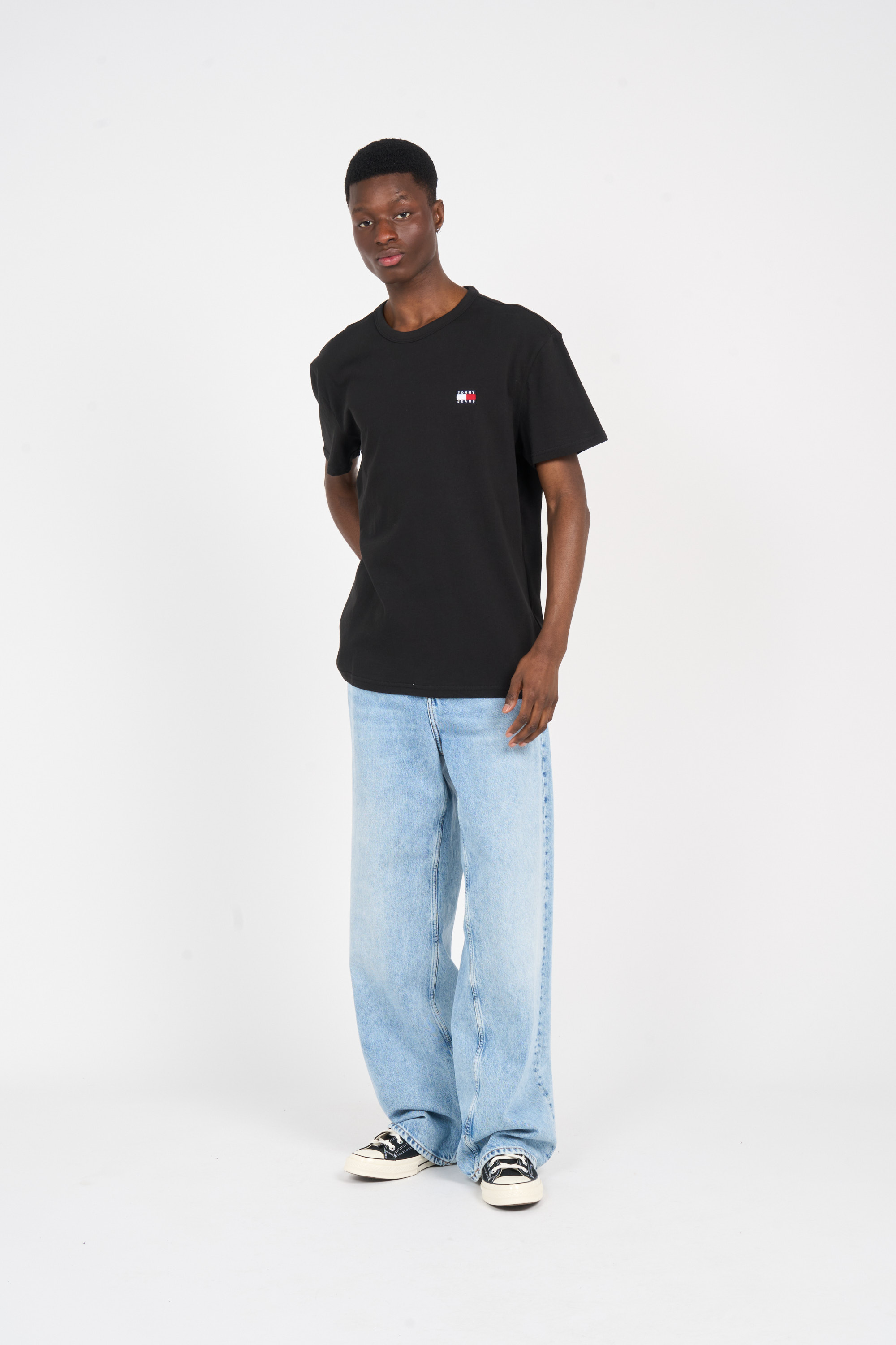 Regular-fit round-neck cotton T-shirt Black