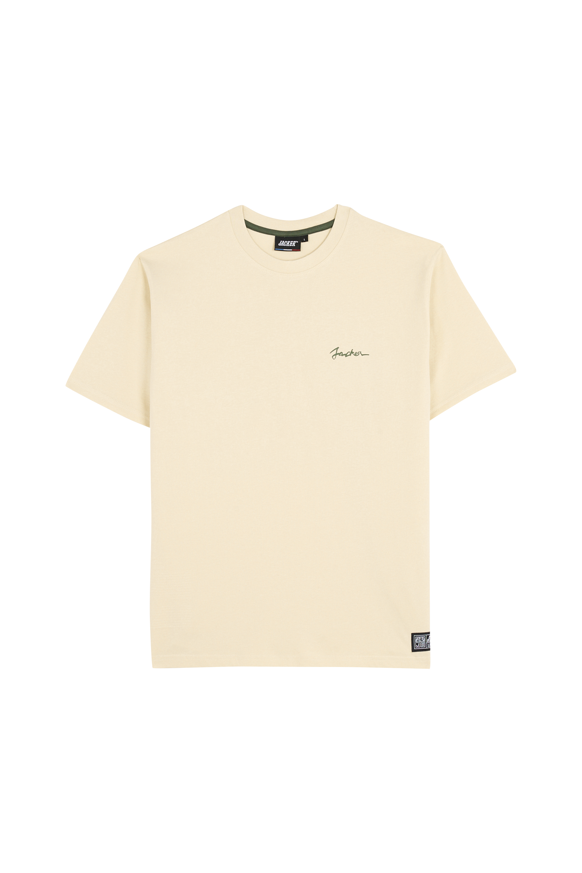 Regular-fit round-neck cotton T-shirt Beige