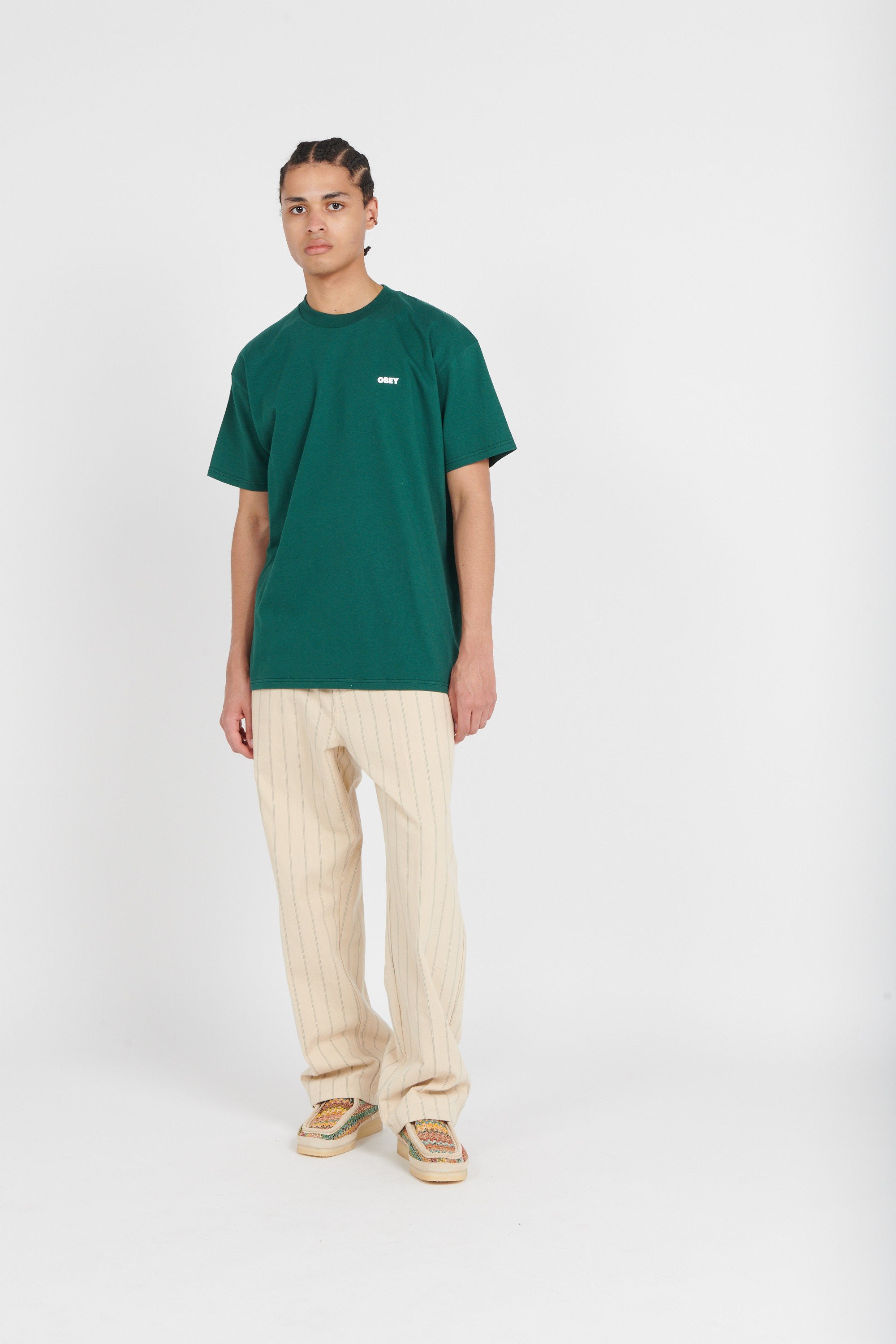 Regular-fit round-neck cotton T-shirt Green
