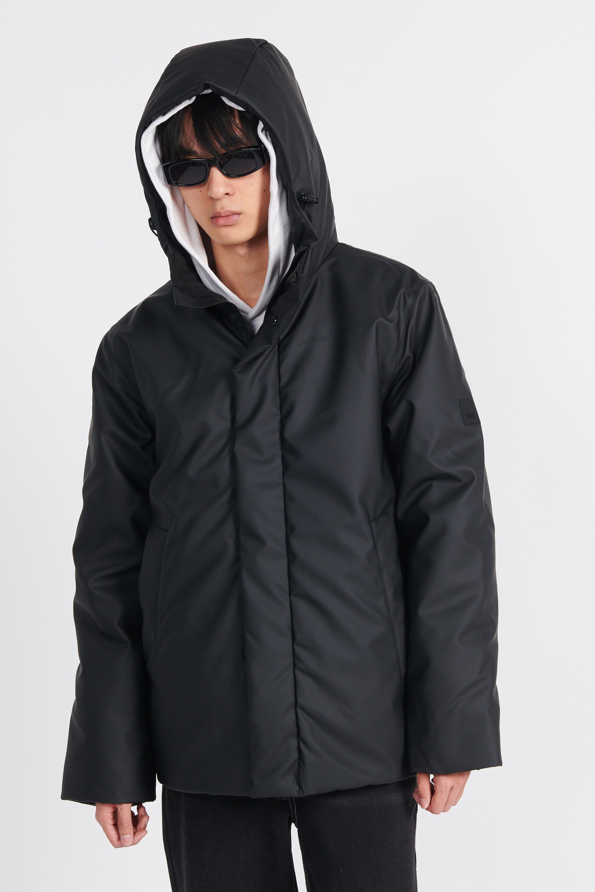 Lightweight quilted padded jacket with high neck | Black RAINS Men