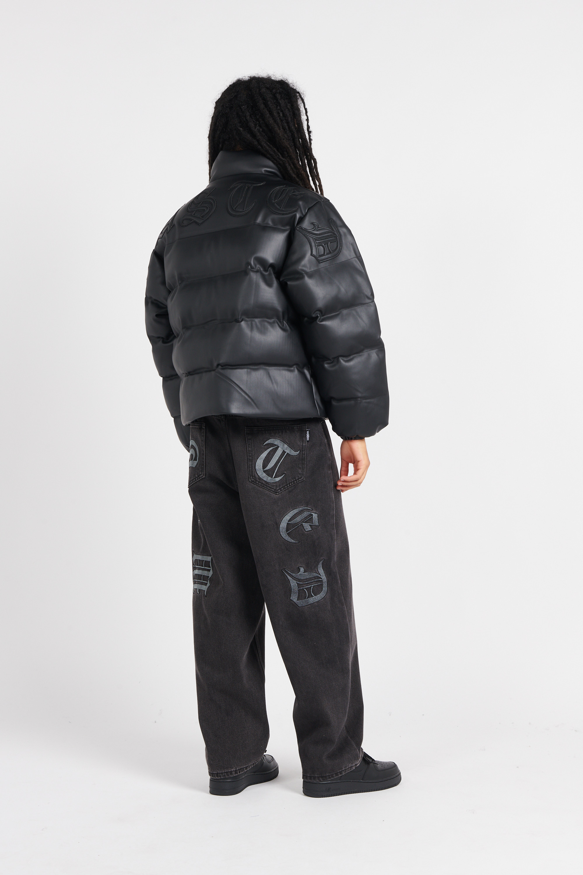 Lightweight quilted padded jacket with high neck Black